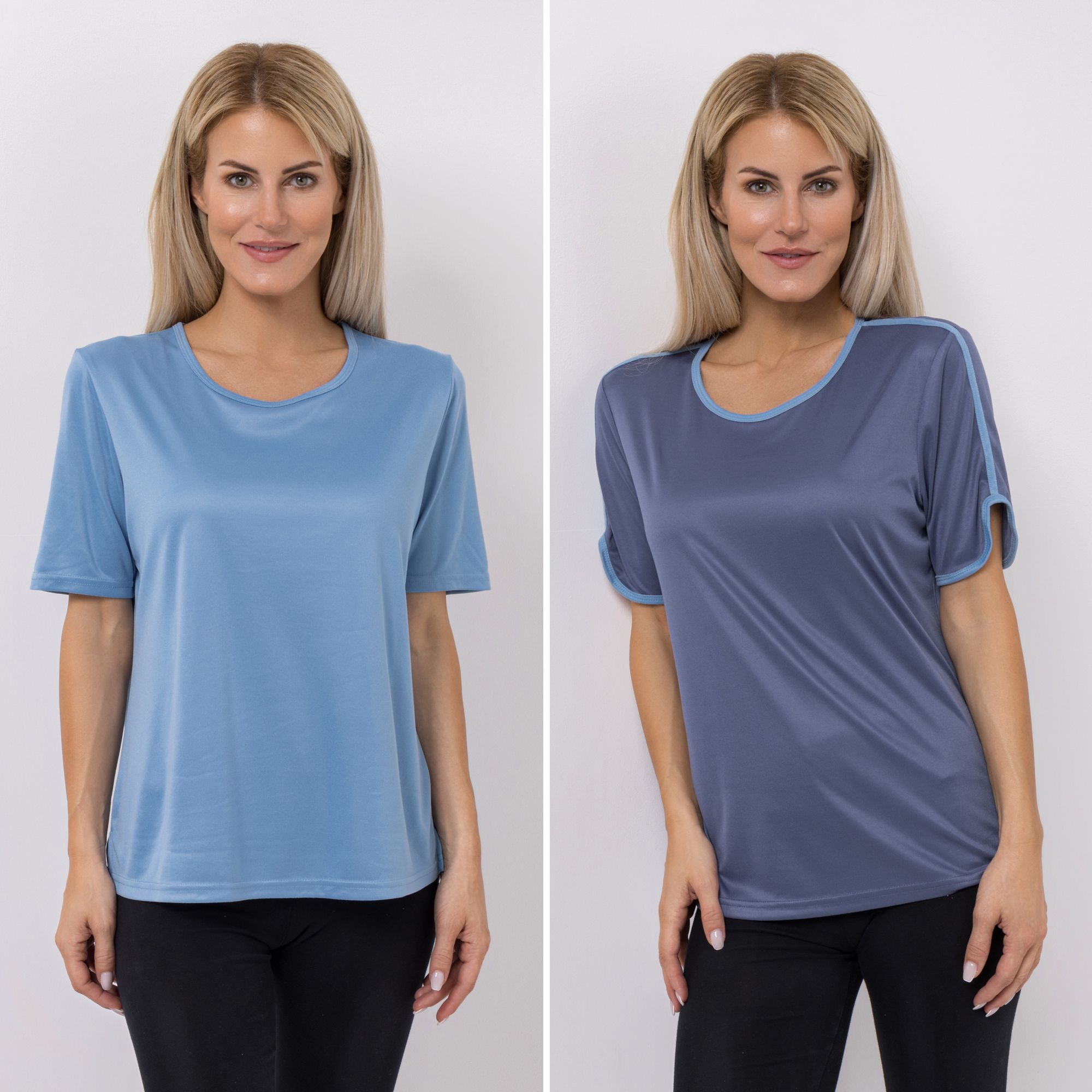 JERYMOOD 2 Shirts, 1/2-Arm Mikrofaser Rundhalsausschnitt Streifendetails