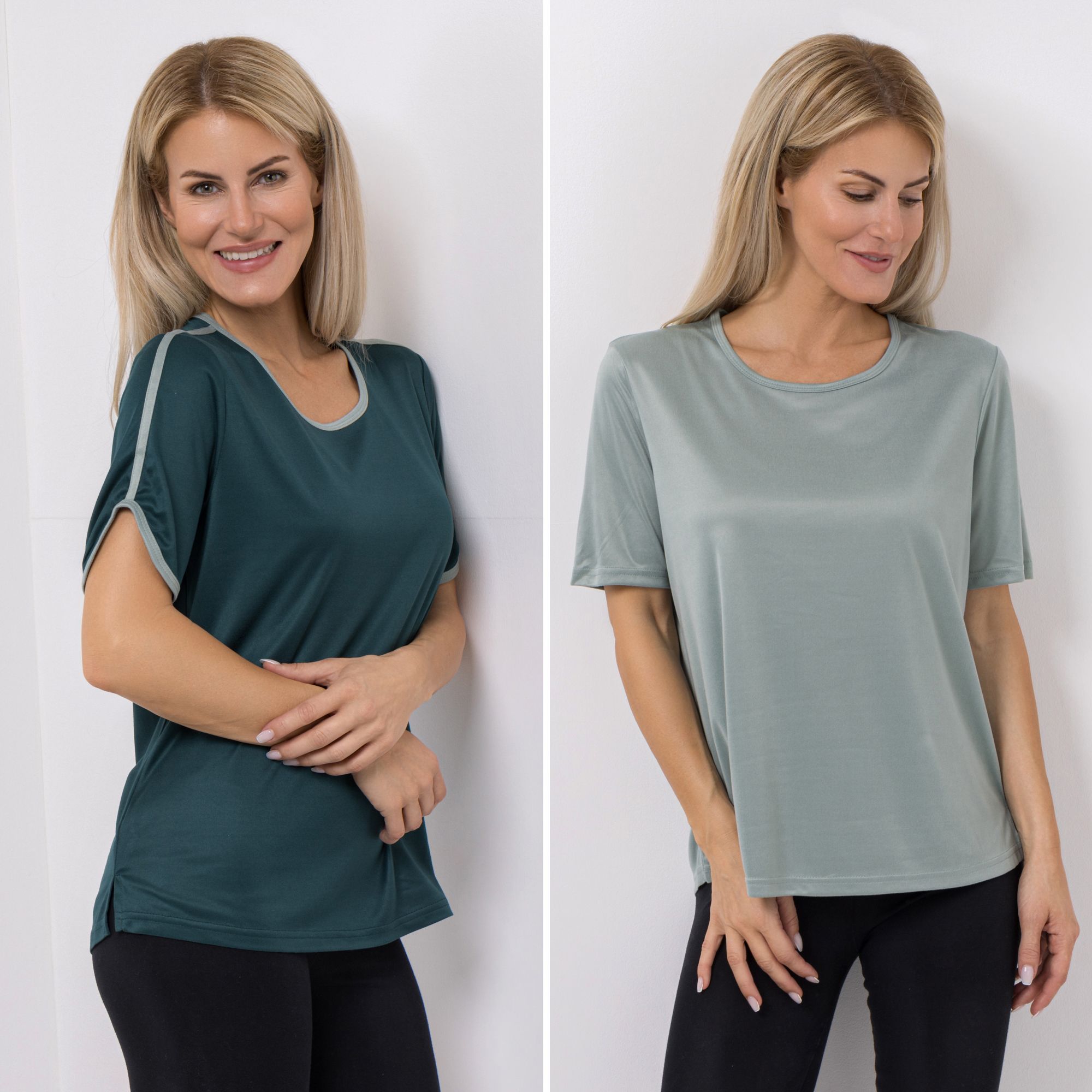 JERYMOOD 2 Shirts, 1/2-Arm Mikrofaser Rundhalsausschnitt Streifendetails