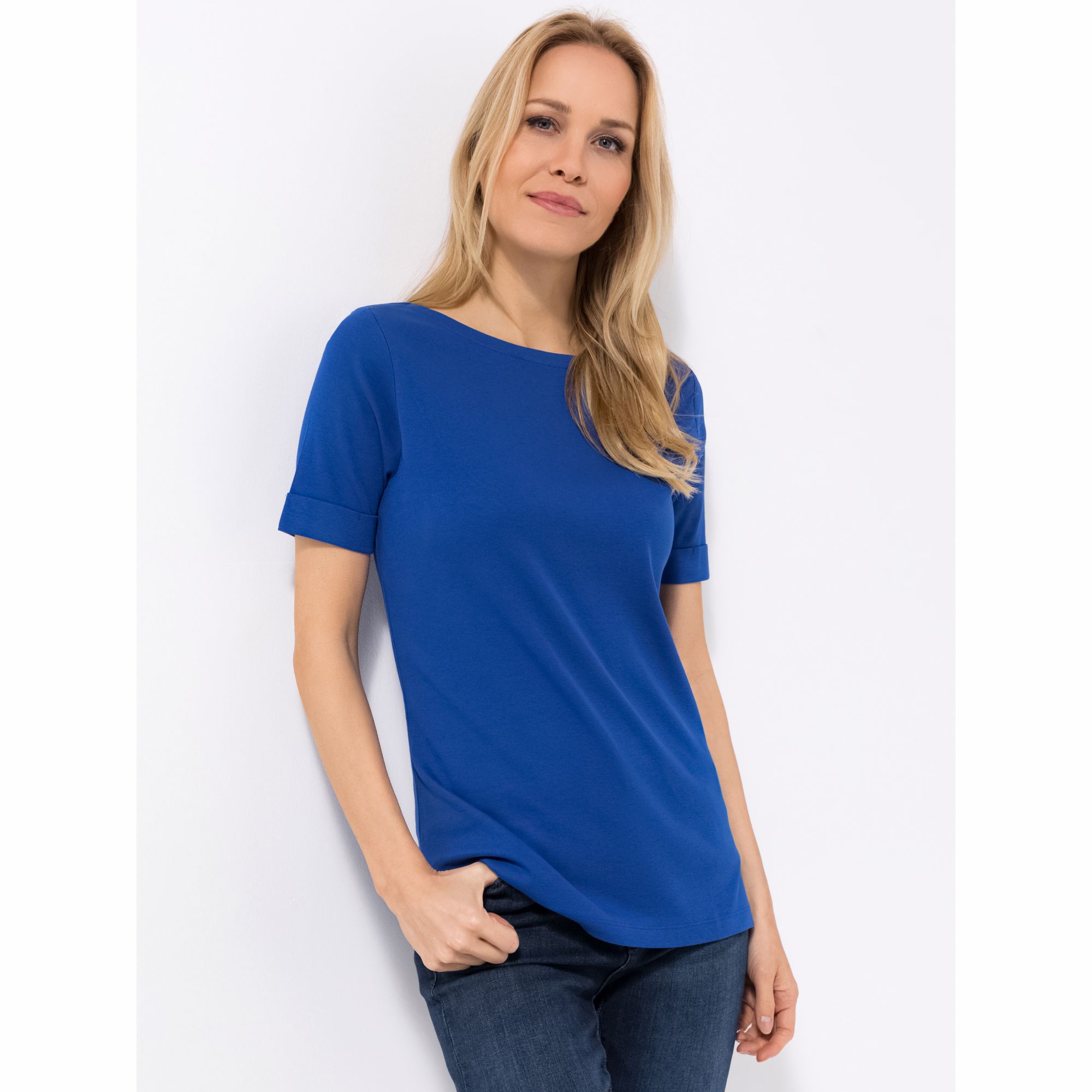 VIA MILANO Shirt, 1/2-Arm Umschlag Seitenschlitze figurbetont