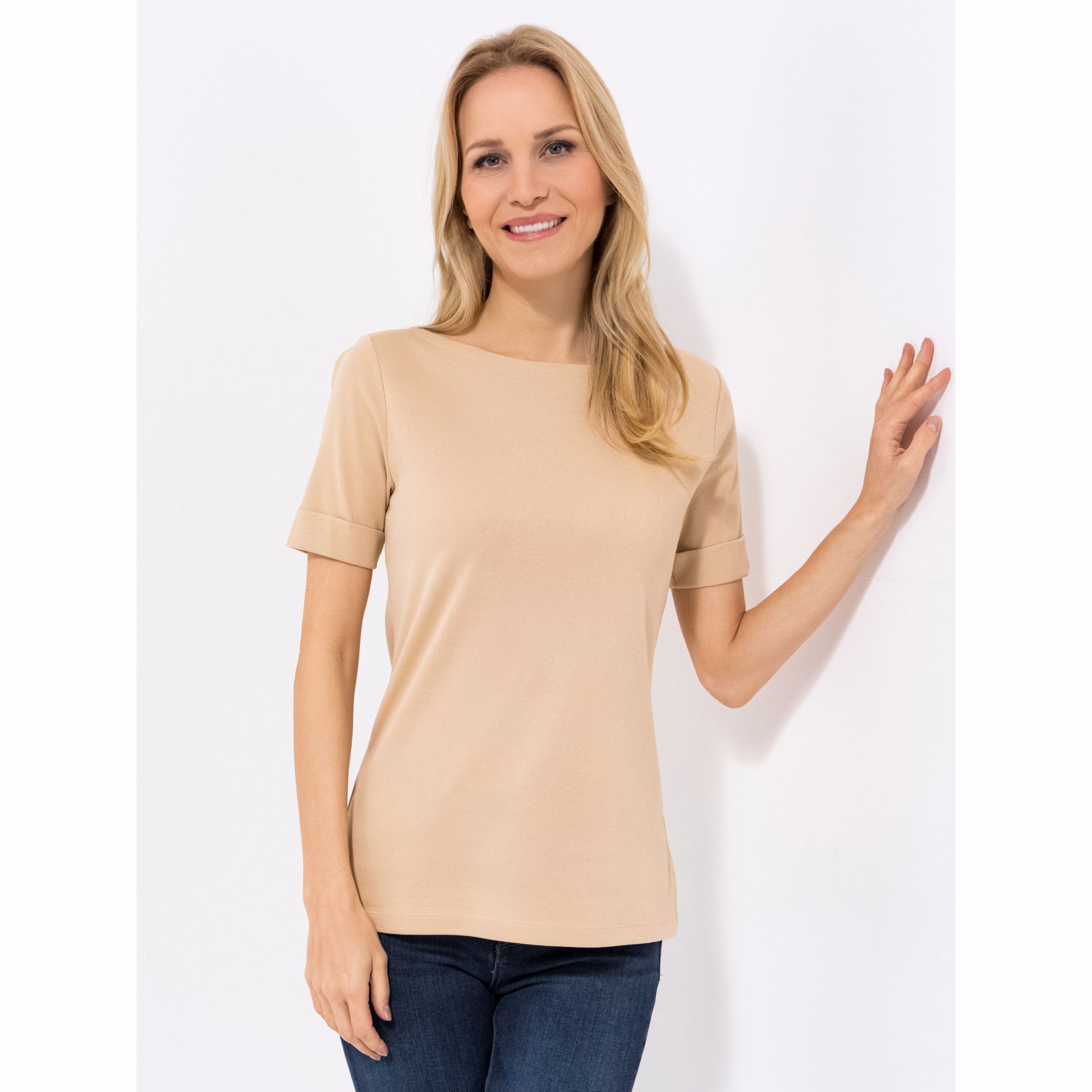 VIA MILANO Shirt, 1/2-Arm Umschlag Seitenschlitze figurbetont