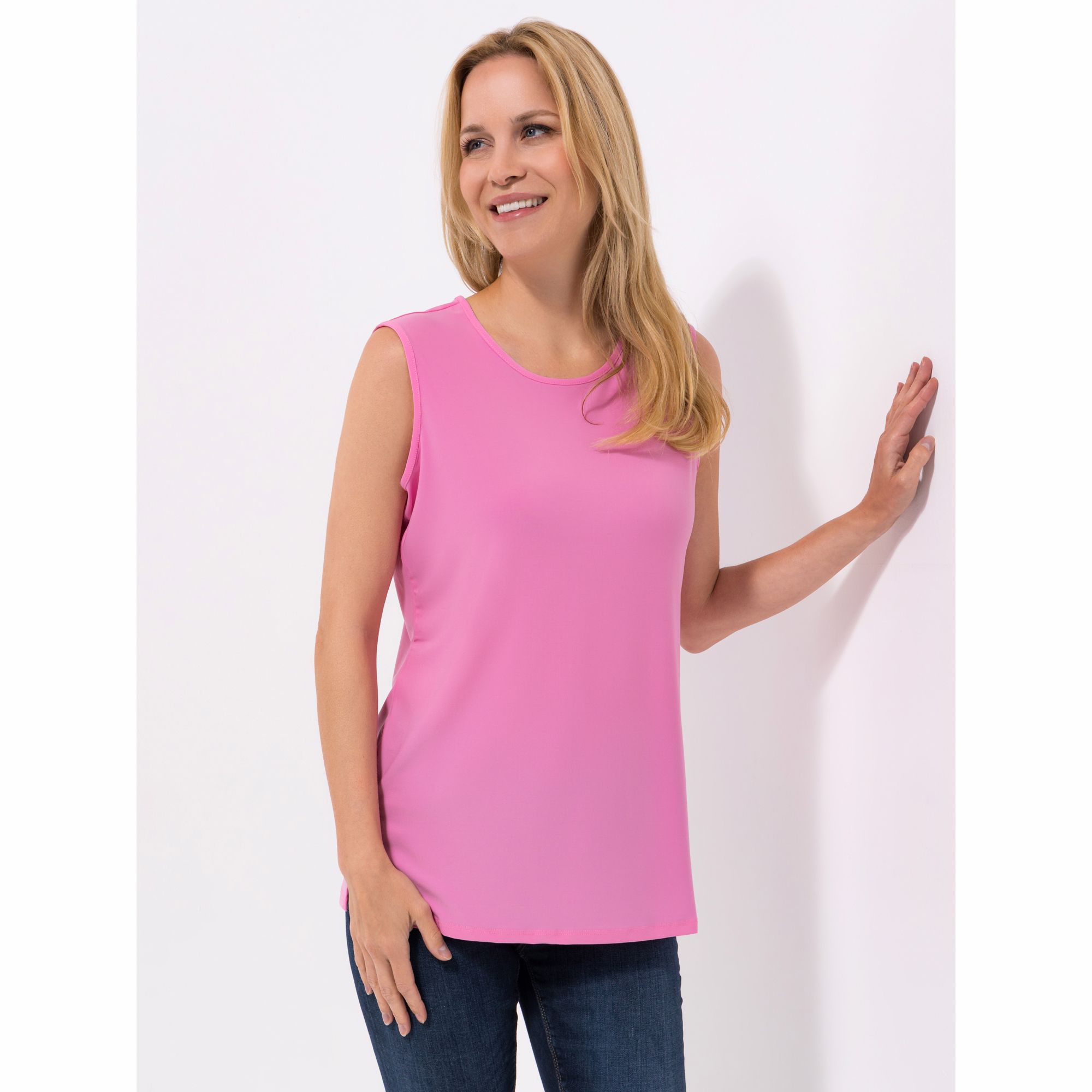 IN-PRINT Top, ohne Arm Rundhalsausschnitt Seitenschlitze leger-weit