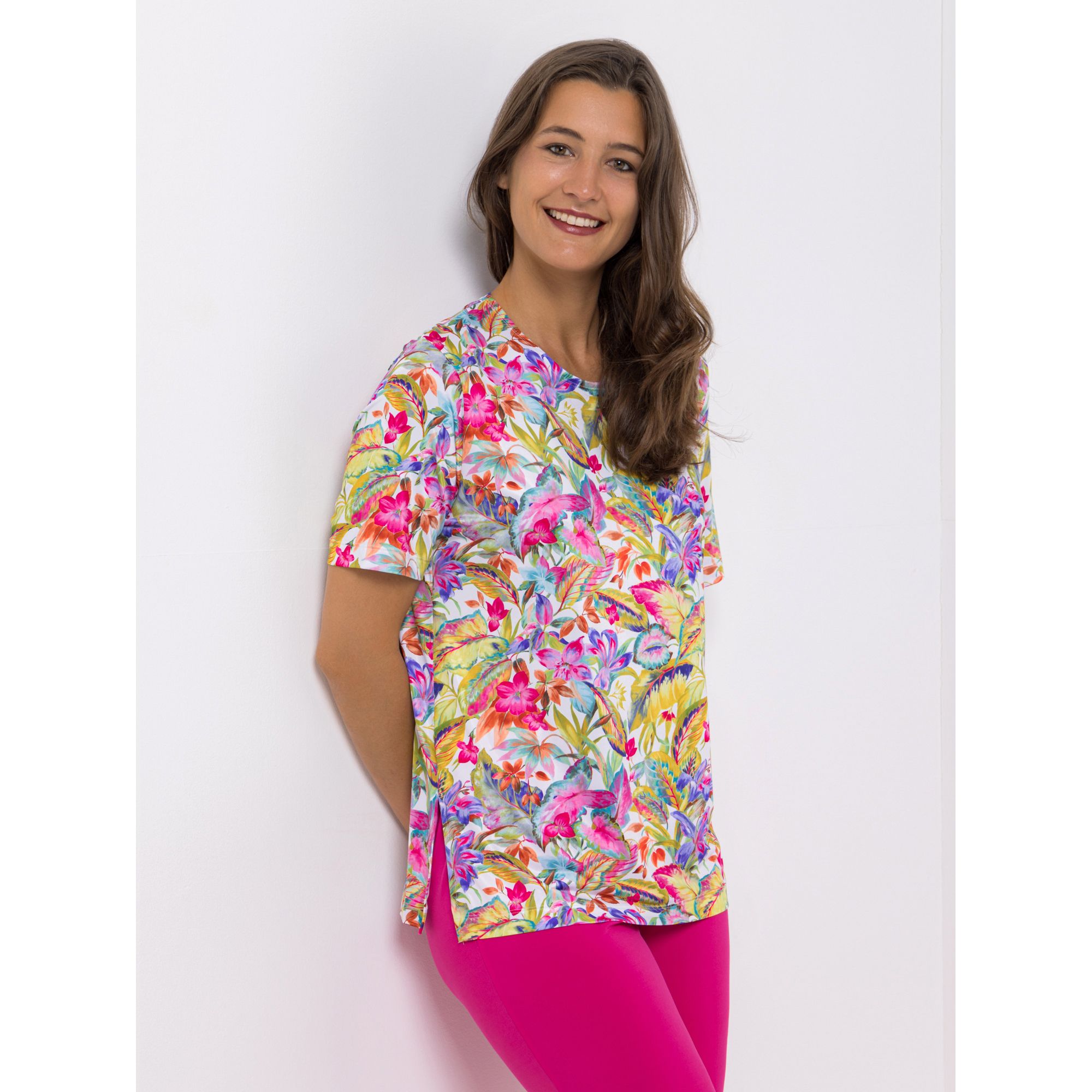 IN-PRINT Shirt 1/2-Arm Rundhalsausschnitt Seitenschlitze