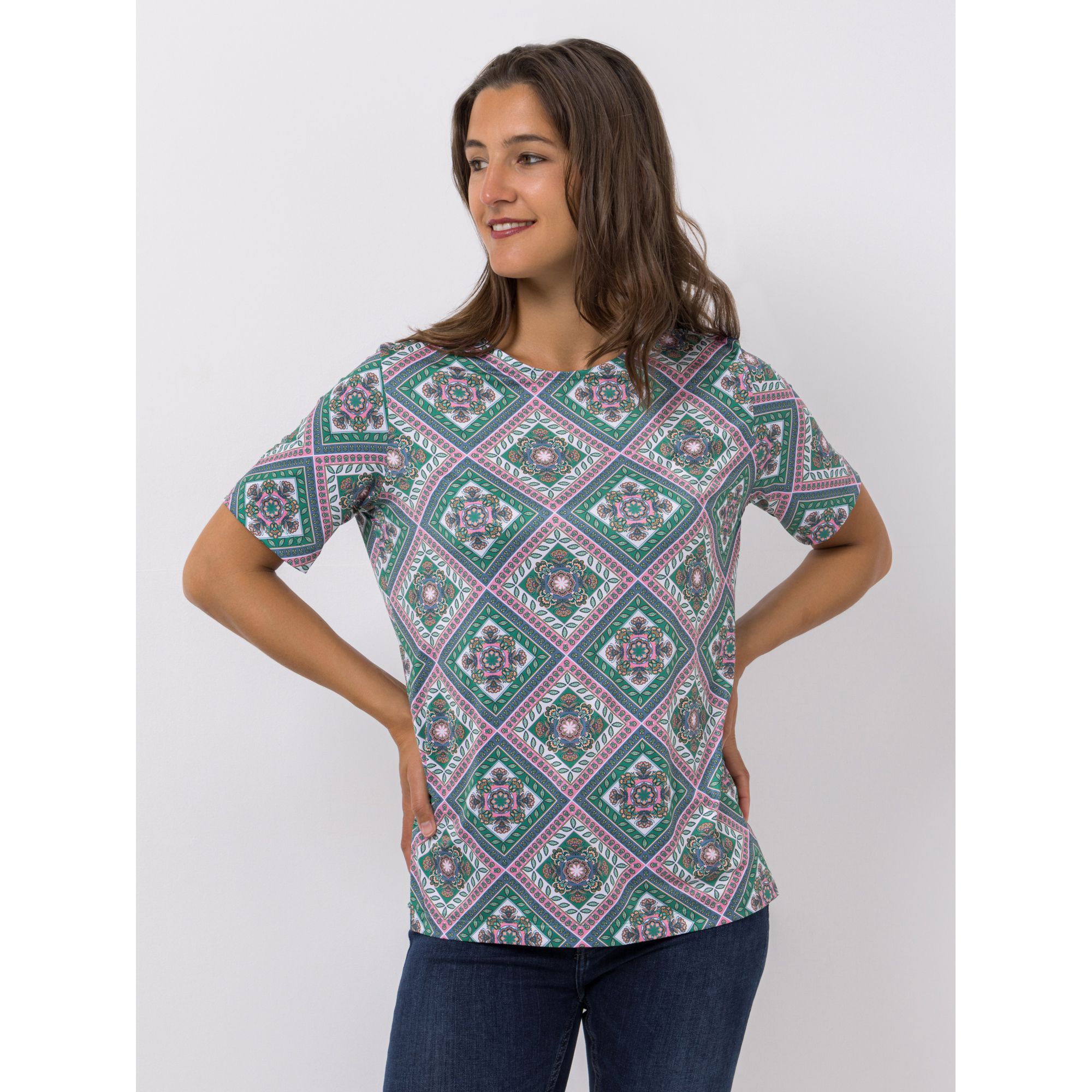 IN-PRINT Shirt 1/2-Arm Rundhalsausschnitt Seitenschlitze