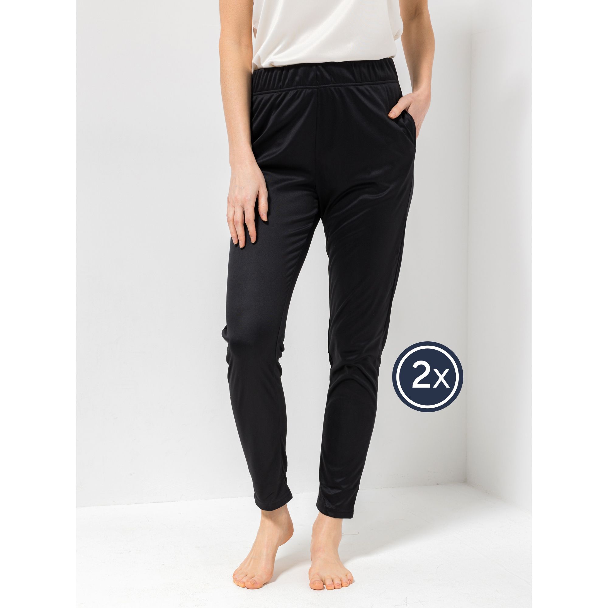 JERYMOOD HOMEWEAR 2 Hosen, 1/1-Länge Mikrofaser Jersey Rundumdehnbund uni