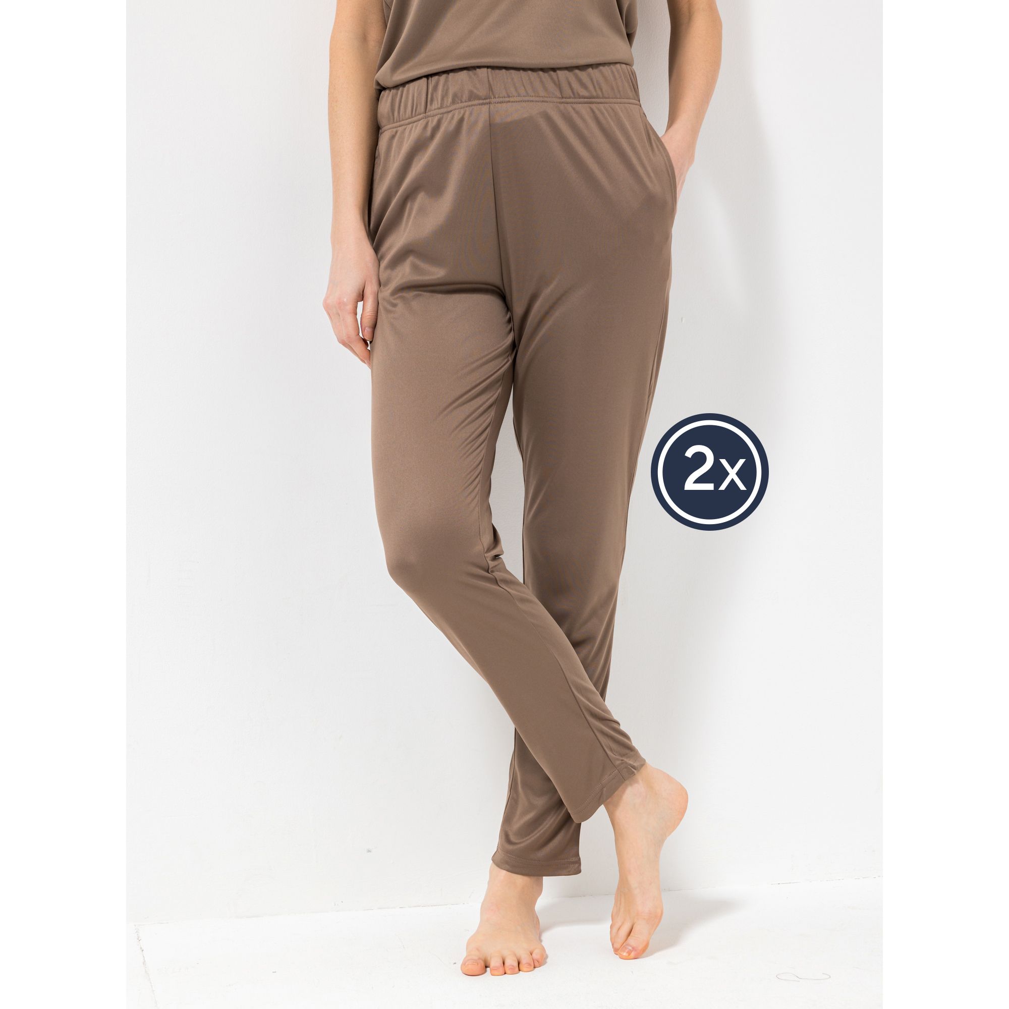 JERYMOOD HOMEWEAR 2 Hosen, 1/1-Länge Mikrofaser Jersey Rundumdehnbund uni