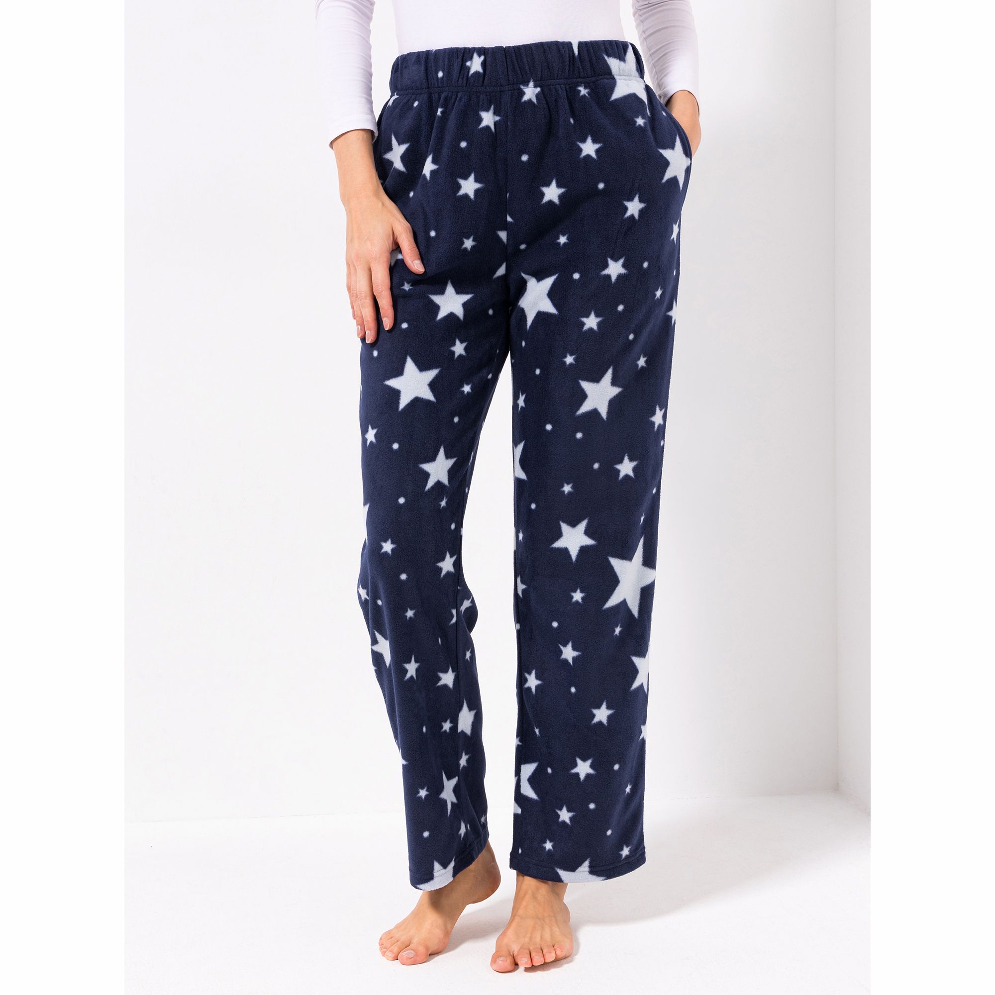 POLARSTERN HOMEWEAR Hose, 1/1-Länge Mikrofaser Fleece Rundumdehnbund High-Waist