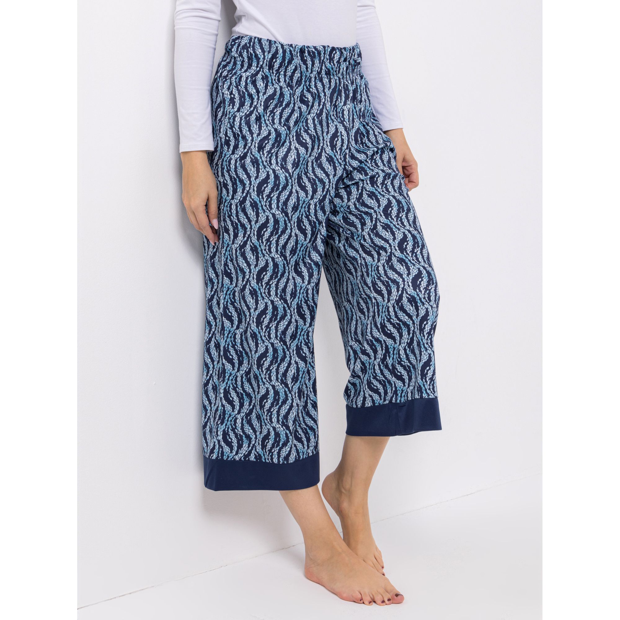 JERYMOOD HOMEWEAR Hose, 7/8-Länge Mikrofaser Seitentaschen Allover-Print