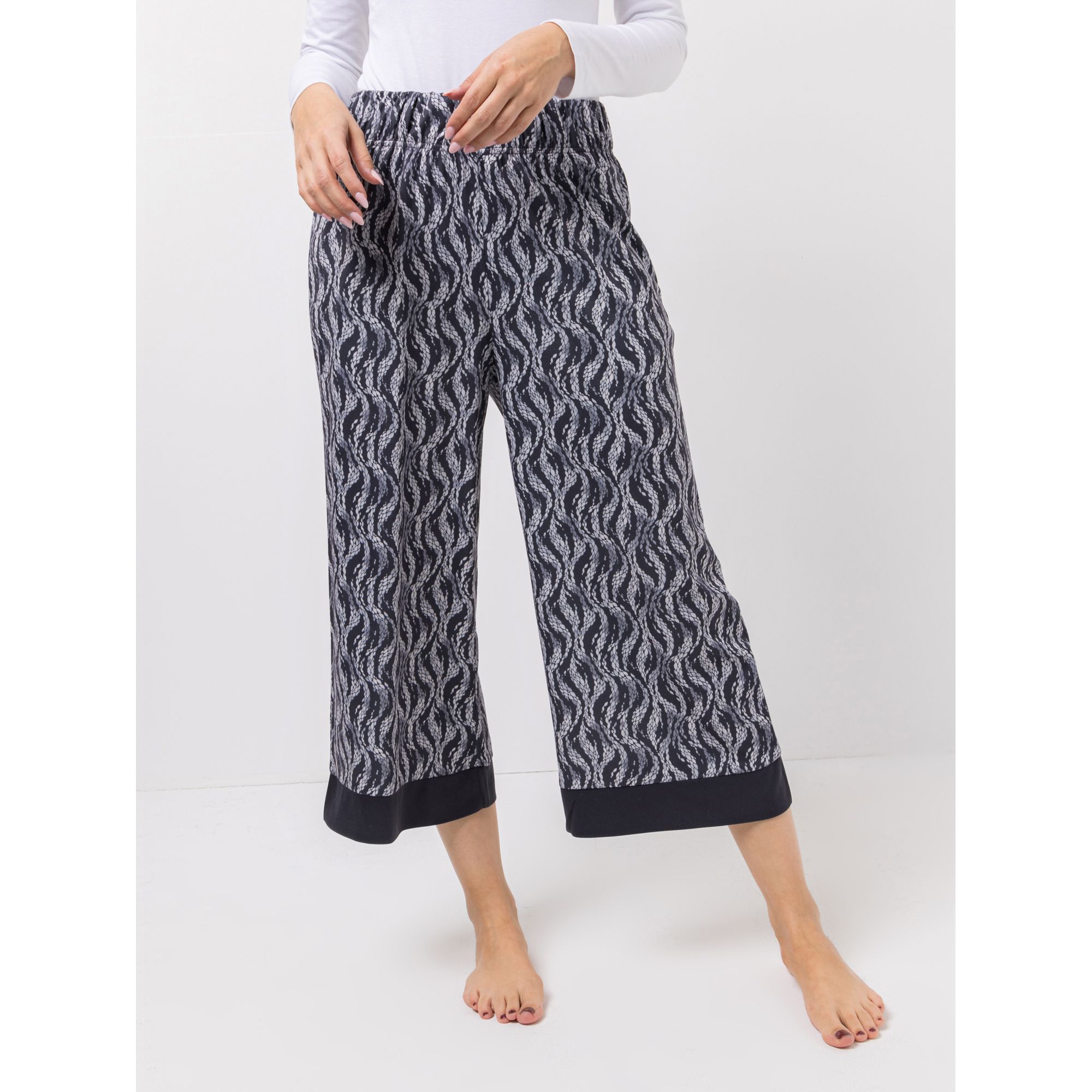 JERYMOOD HOMEWEAR Hose, 7/8-Länge Mikrofaser Seitentaschen Allover-Print