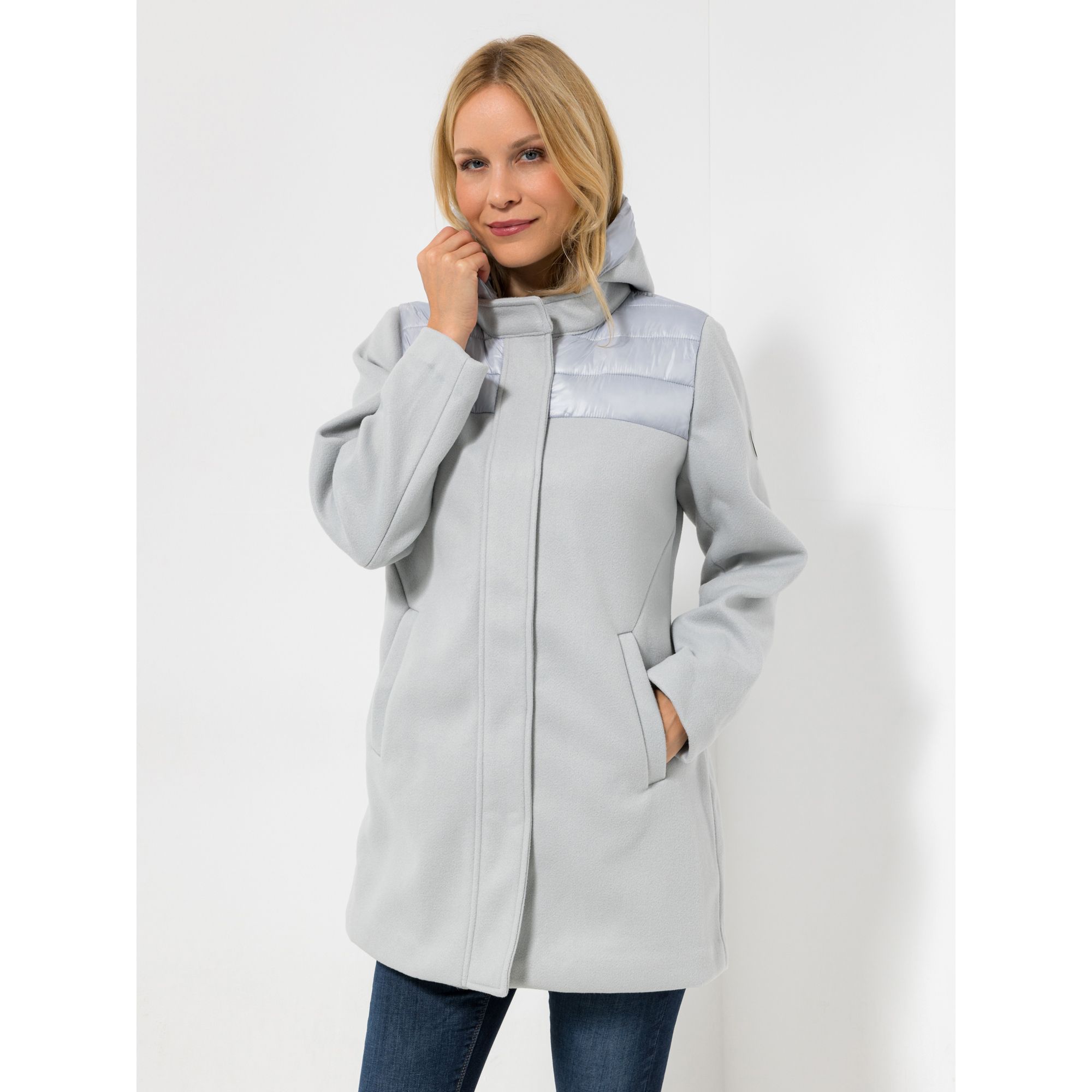 CENTIGRADE Kurzmantel abnehmbare Kapuze gesteppte Schulter Eingrifftaschen