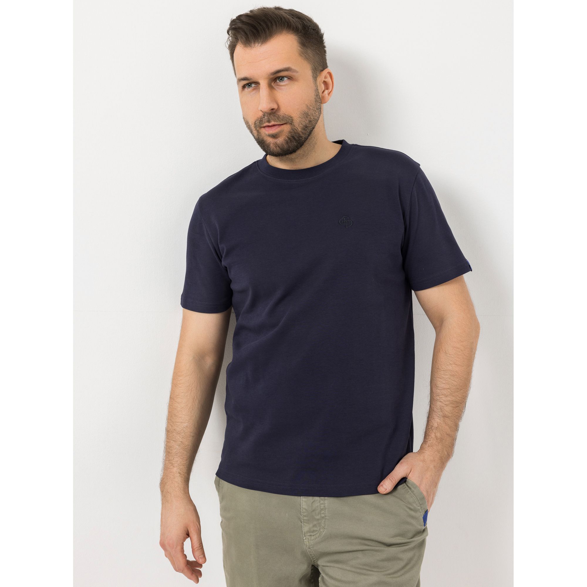 AMINATI® Herren-Shirt, 1/2-Arm Rundhalsausschnitt Logo-Stickerei regulare fit