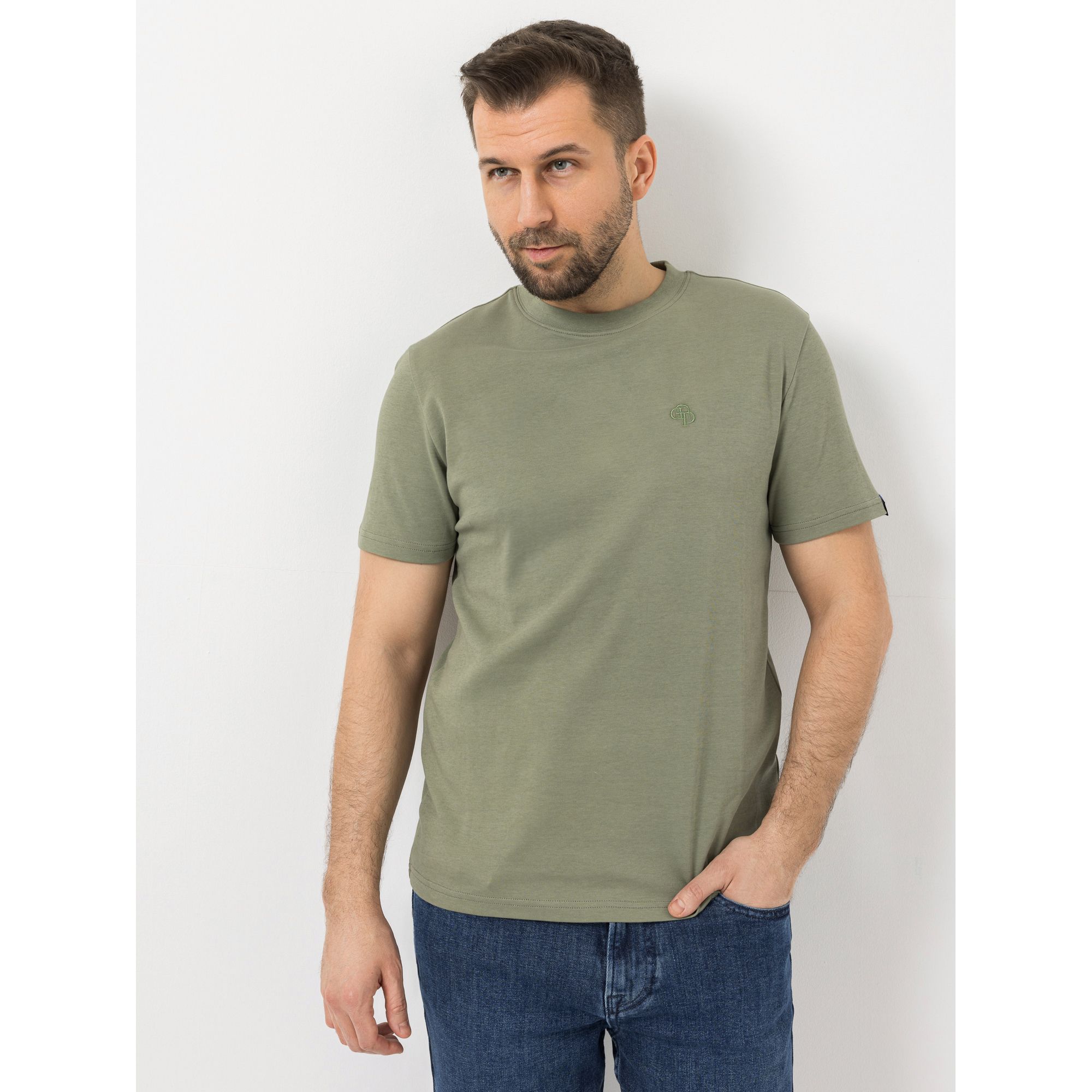 AMINATI® Herren-Shirt, 1/2-Arm Rundhalsausschnitt Logo-Stickerei regulare fit