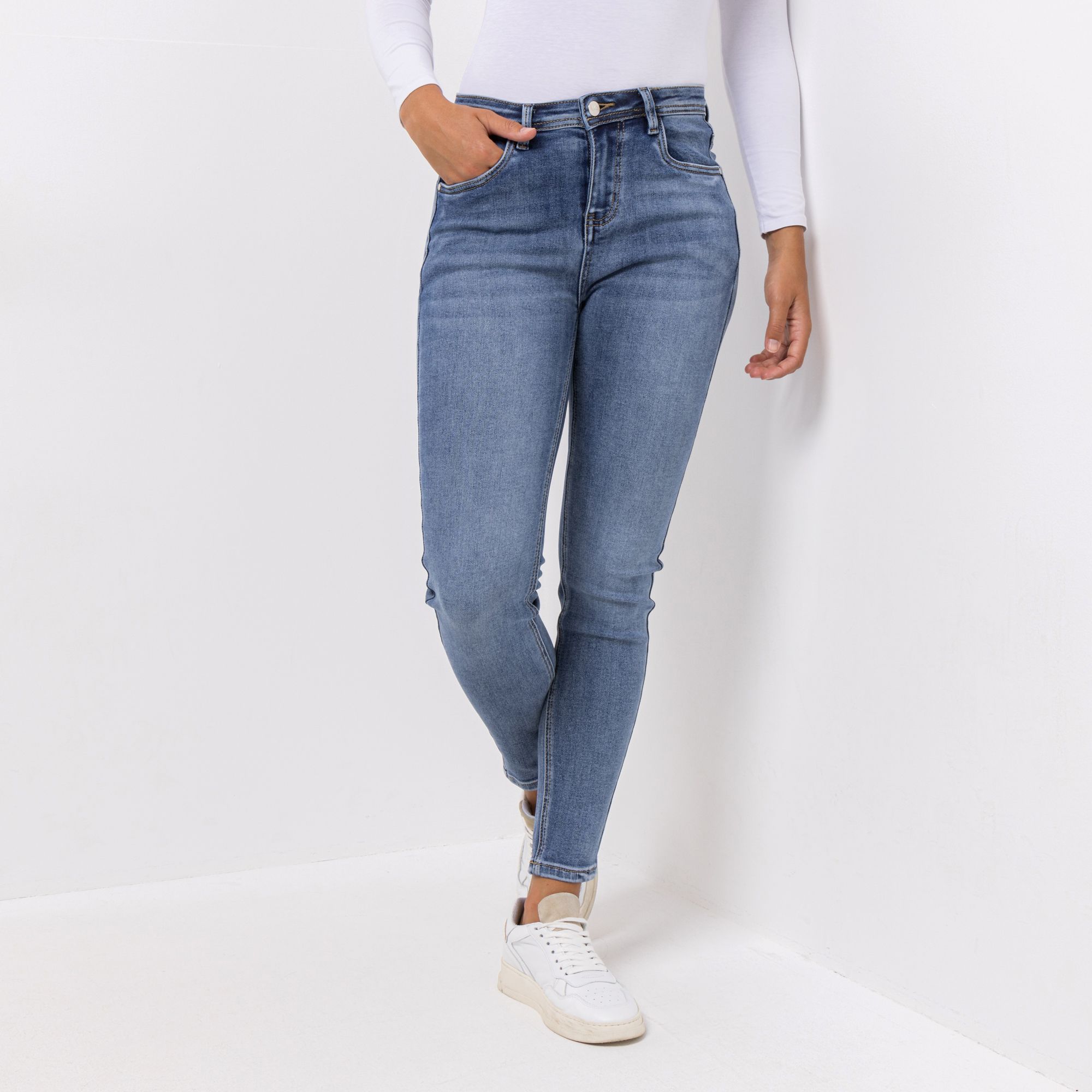 VIA MILANO Jeans, knöchellang 5-Pocket-Style elastische Ware schmales Bein