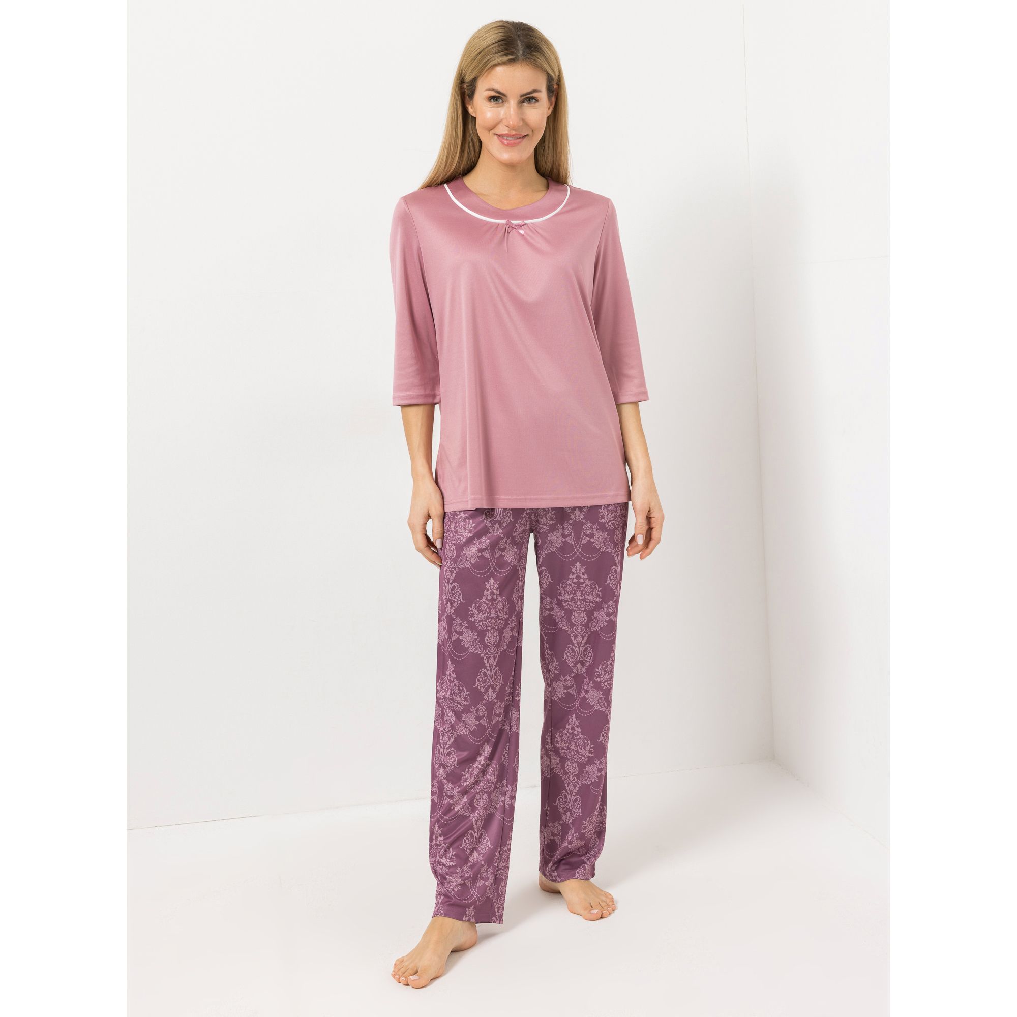 LITTLE ROSE Pyjama Set Mikrofaser Shirt, 3/4-Arm Hose, 1/1-Länge