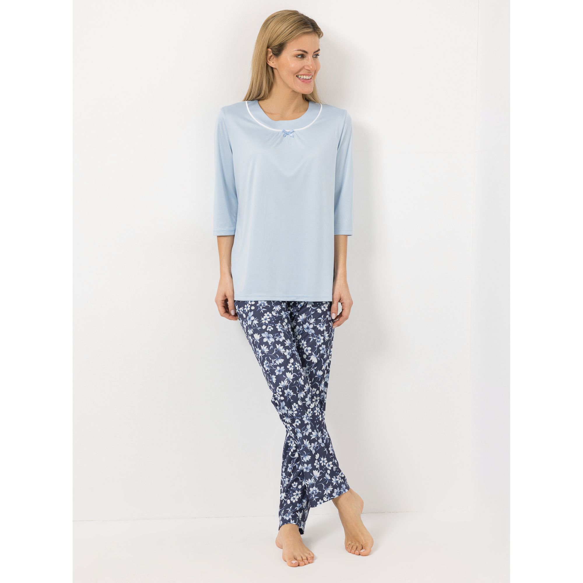 LITTLE ROSE Pyjama Set Mikrofaser Shirt, 3/4-Arm Hose, 1/1-Länge