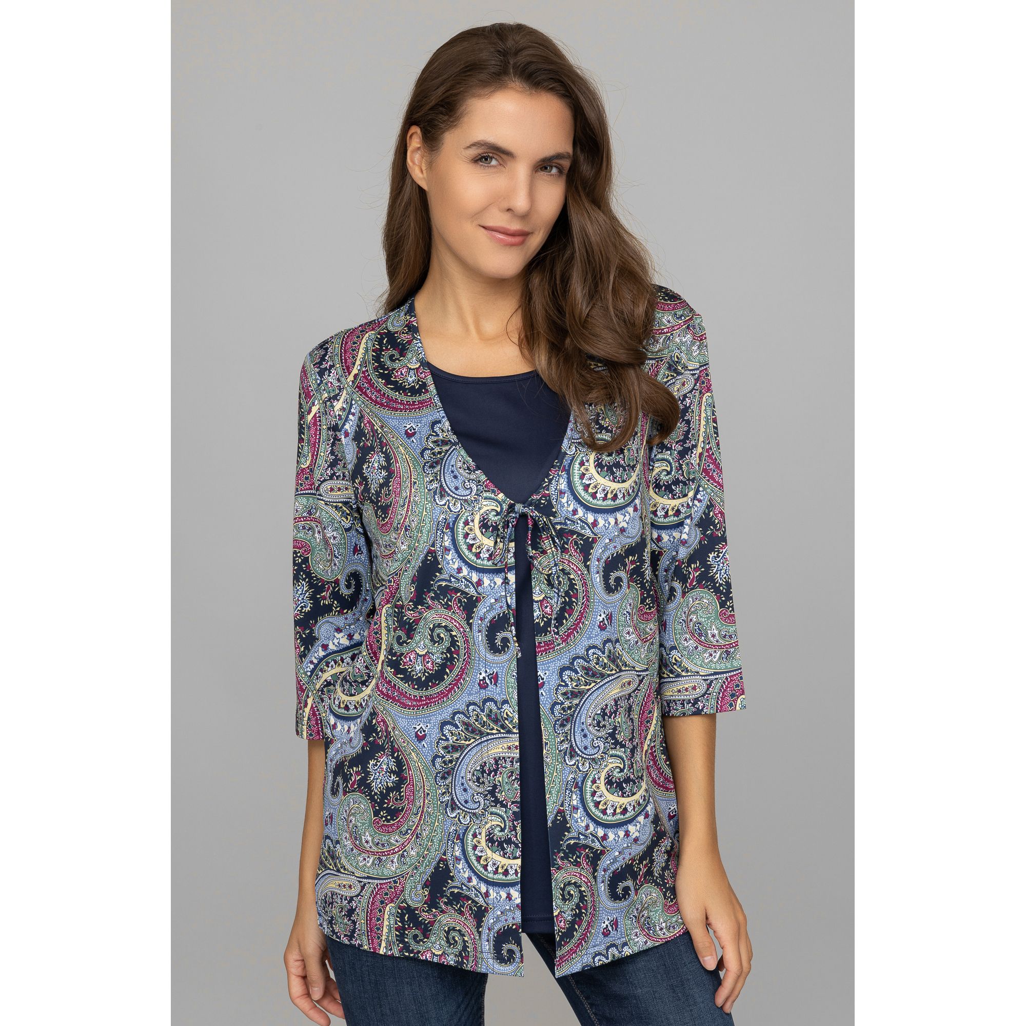 IN-PRINT Shirt, 3/4-Arm 2in1-Optik Paisleydruck hüftumspielend