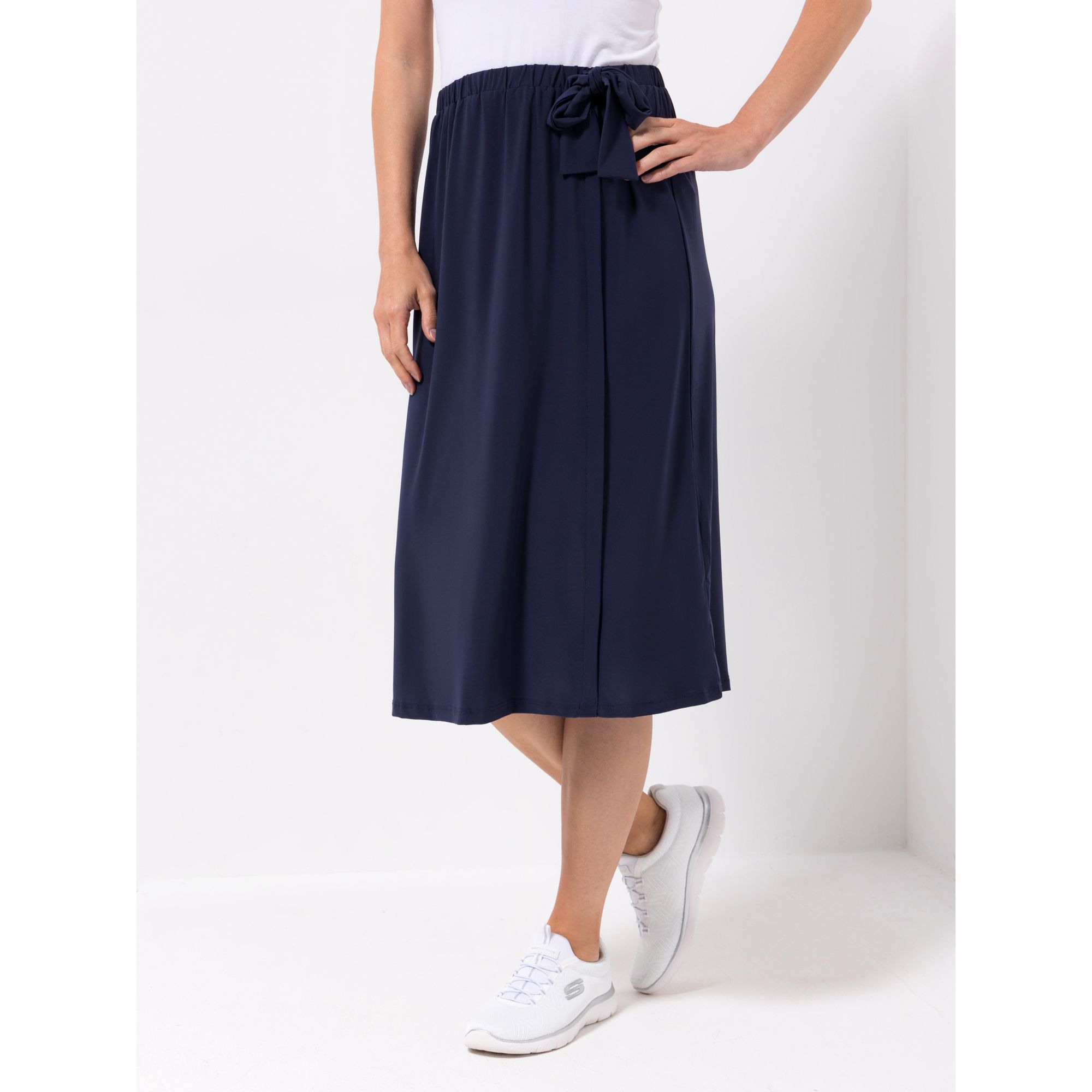 IN-PRINT Rock Midi-Länge H-Linie fake Wickeloptik