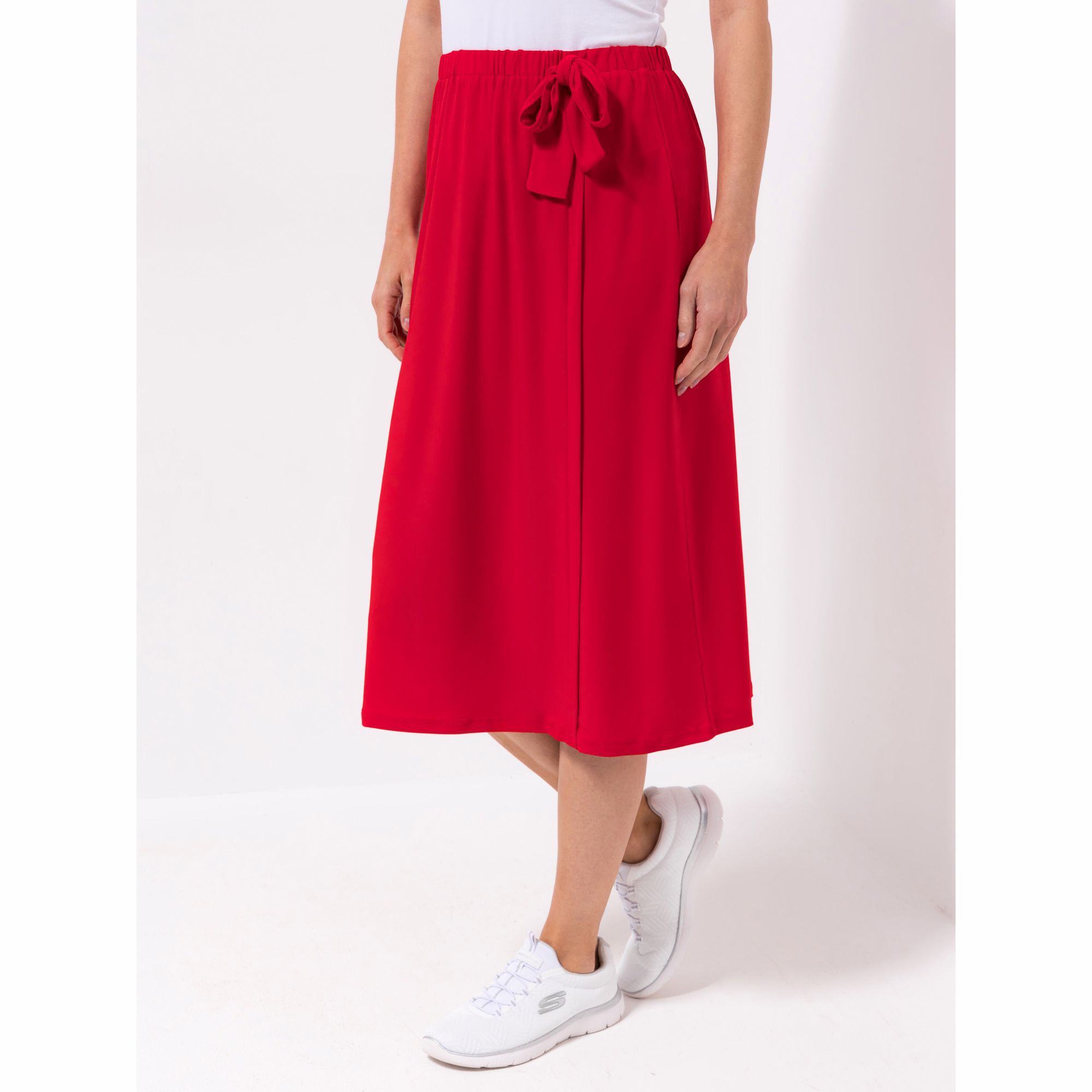 IN-PRINT Rock Midi-Länge H-Linie fake Wickeloptik