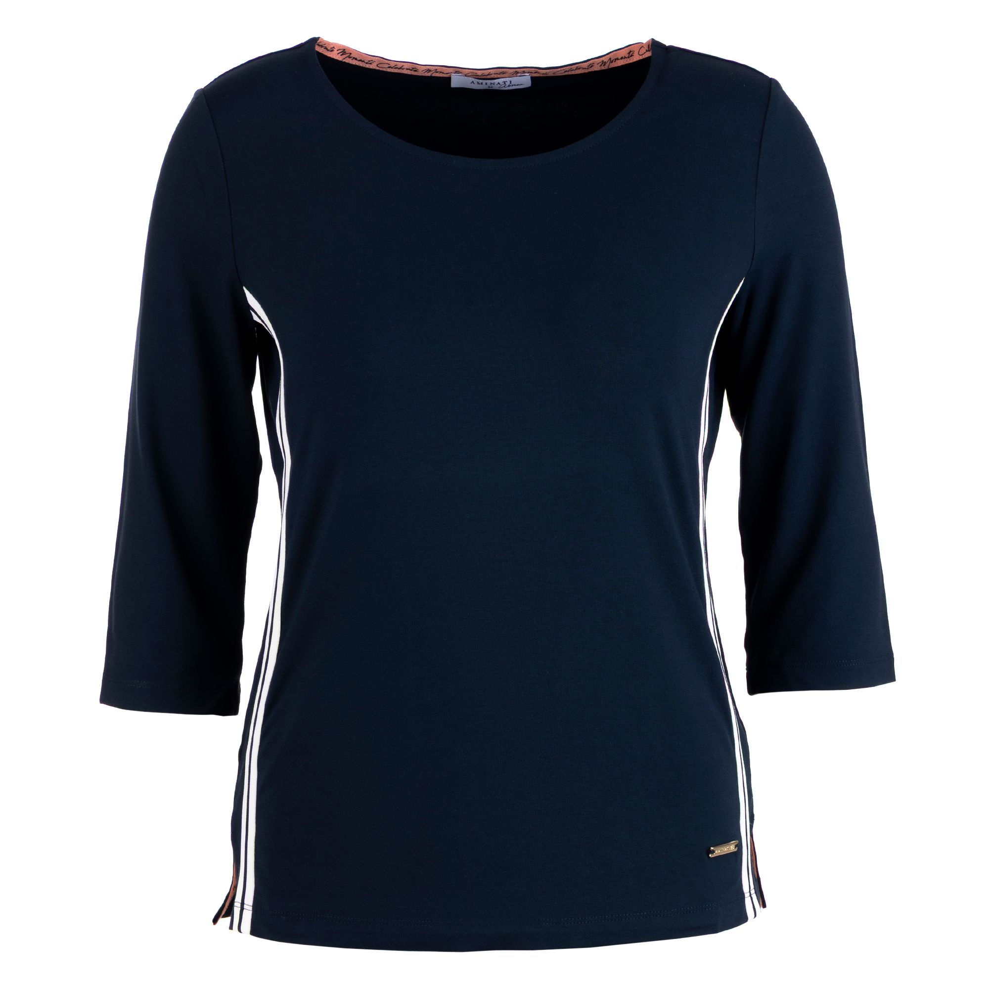 AMINATI® Shirt, 3/4-Arm Rundhalsausschnitt Seitenschlitze figurumspielend