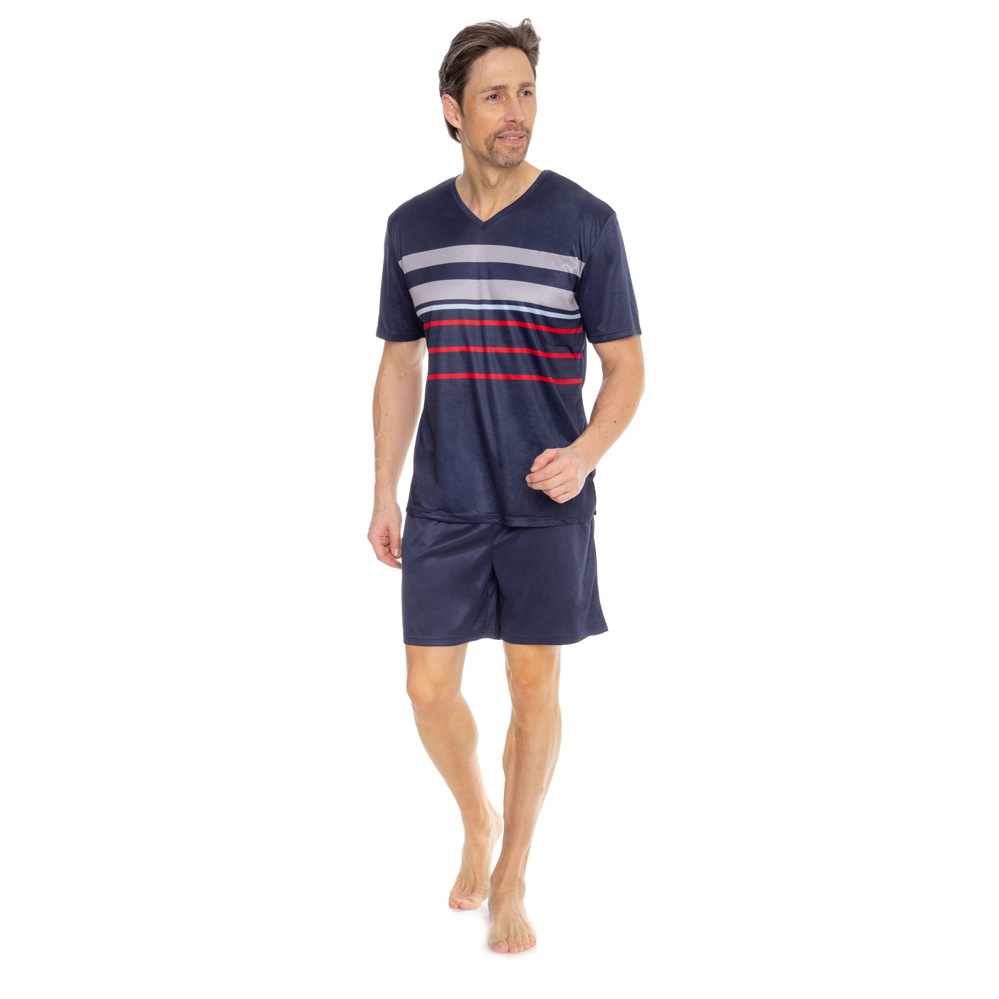 MEN'S TOUCH Pyjama, 1/2-Arm Mikrofaser Hose kurz & lang Set, 3tlg. - QVC.de