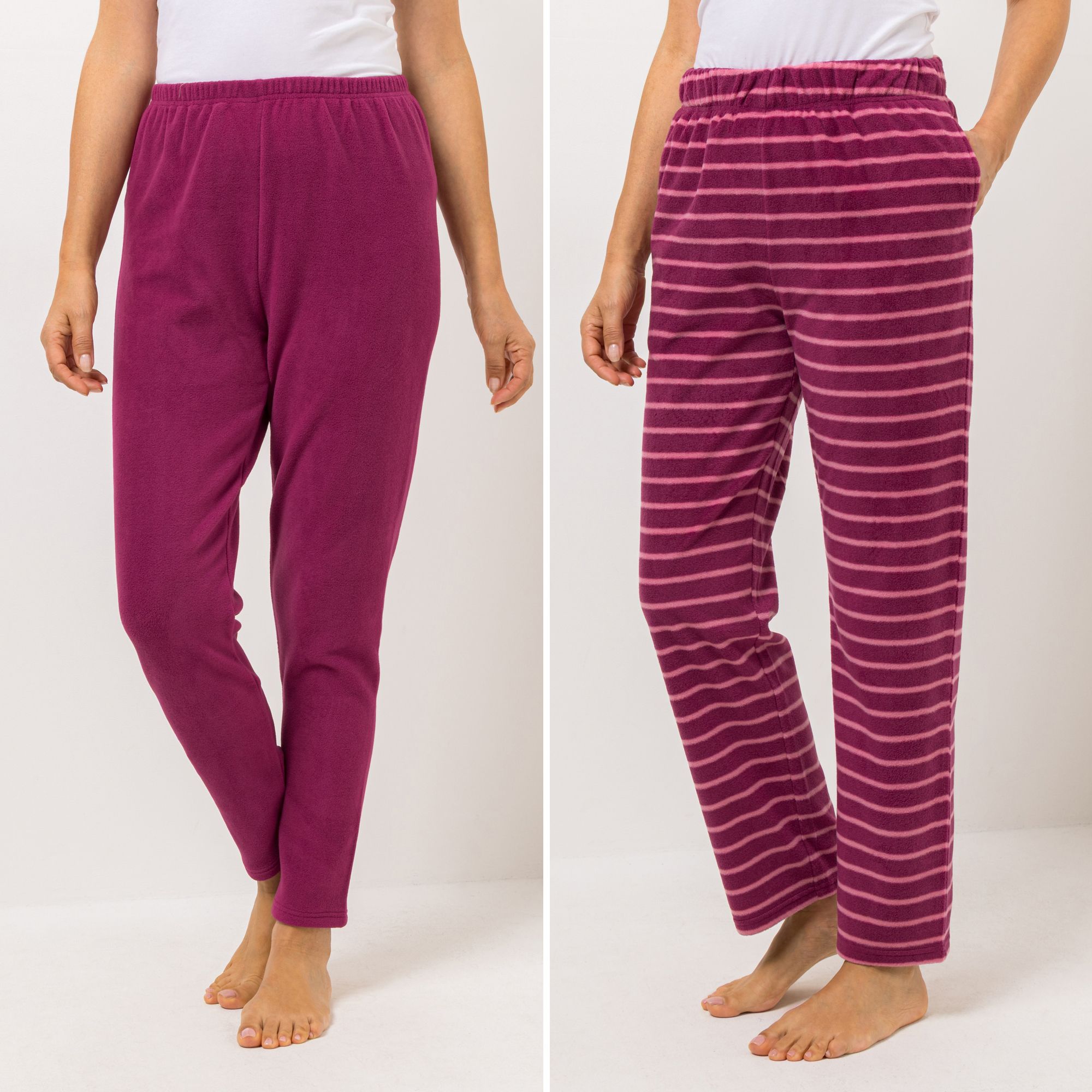 POLARSTERN HOMEWEAR Hose und Leggings Mikrofaser Fleece Rundumdehnbund 1x uni, 1x bedruckt