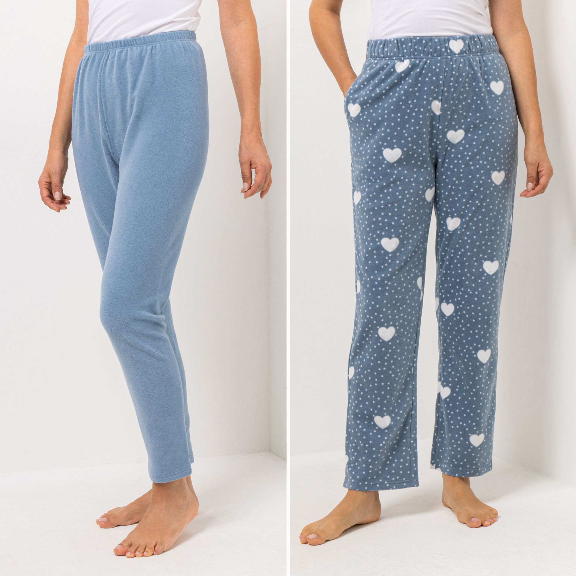 POLARSTERN HOMEWEAR Hose und Leggings Mikrofaser Fleece Rundumdehnbund 1x uni, 1x bedruckt