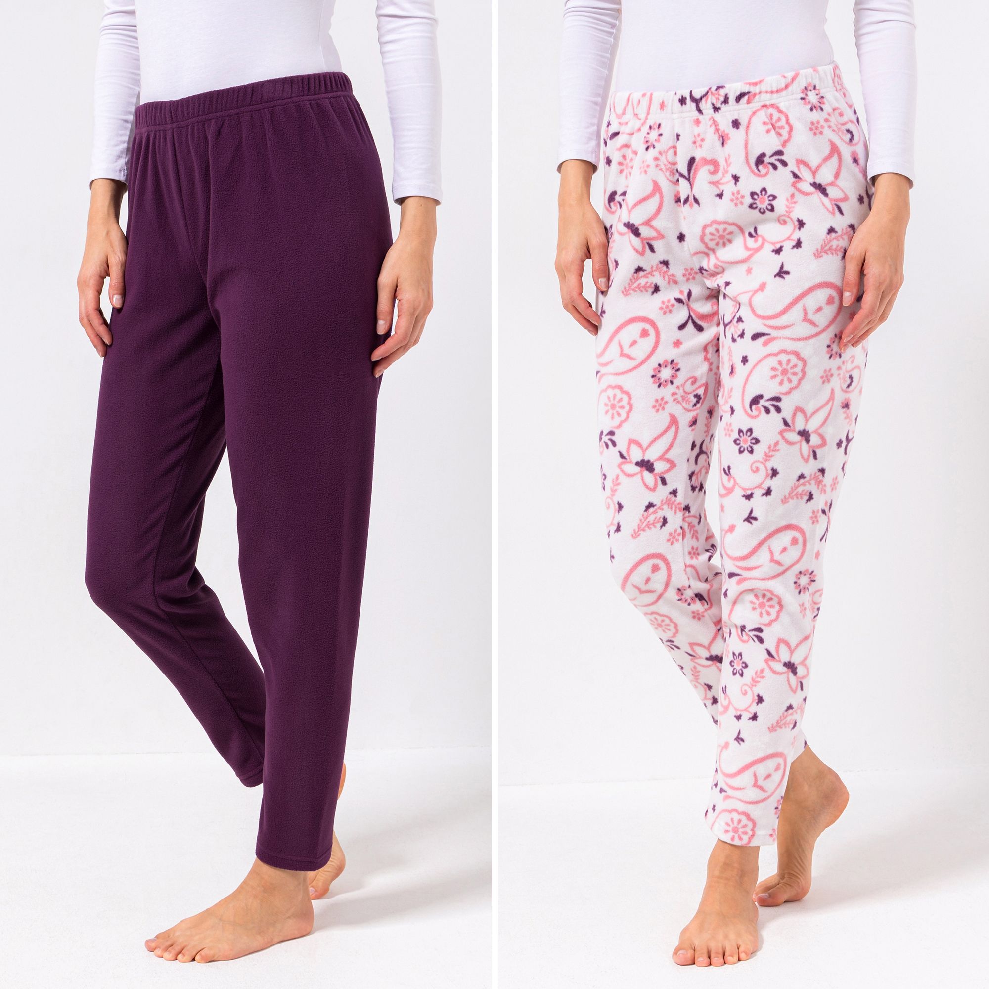 POLARSTERN HOMEWEAR 2 Leggings, 1/1-Länge Mikrofaser Fleece Rundumdehnbund 1xuni, 1x bedruckt