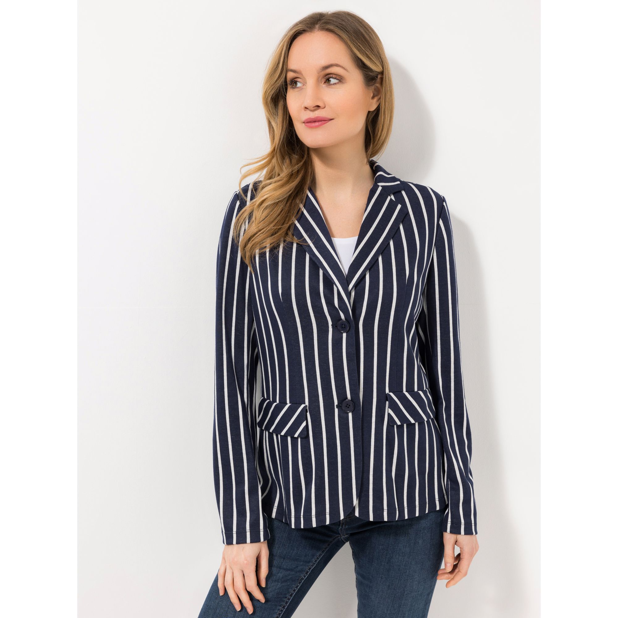 VIA MILANO Blazer, 1/1-Arm Reverskragen 2 Knöpfe gestreift