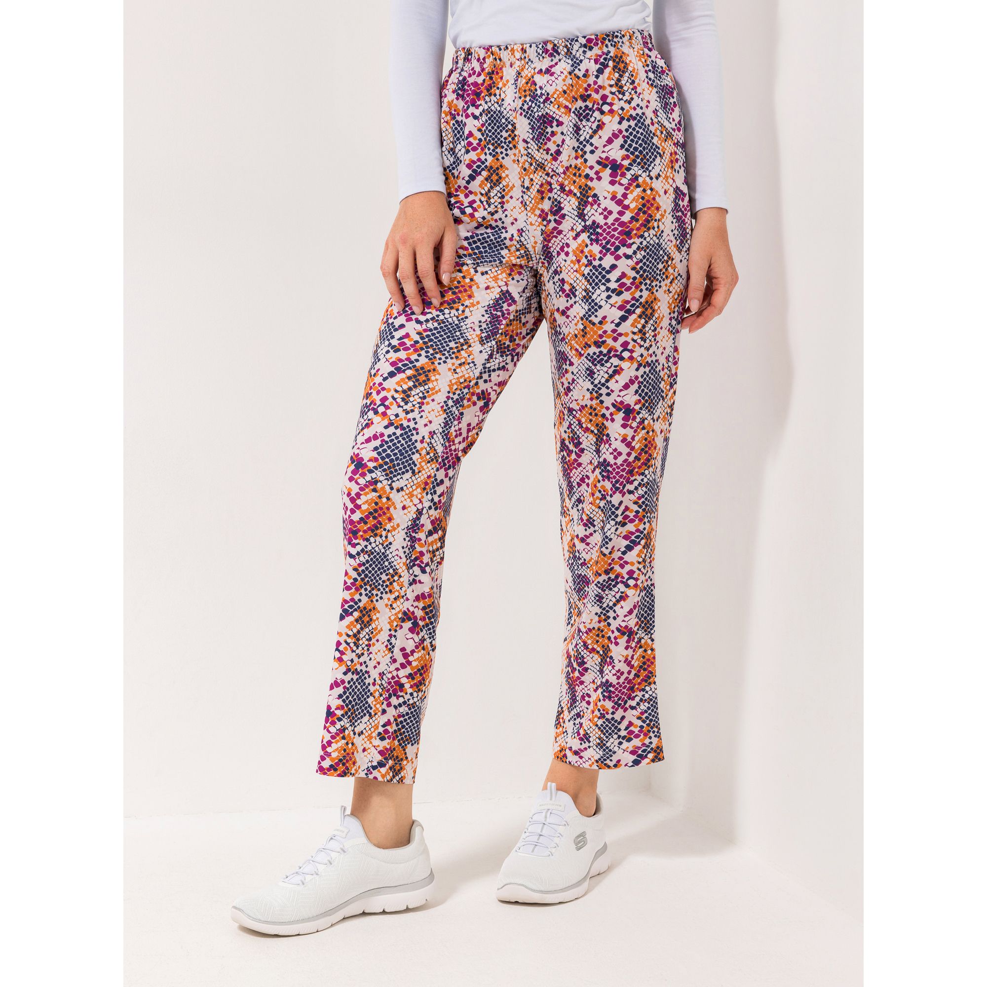 IN-PRINT Hose, 1/1-Länge Rundumdehnbund gerader Beinverlauf Allover-Druck