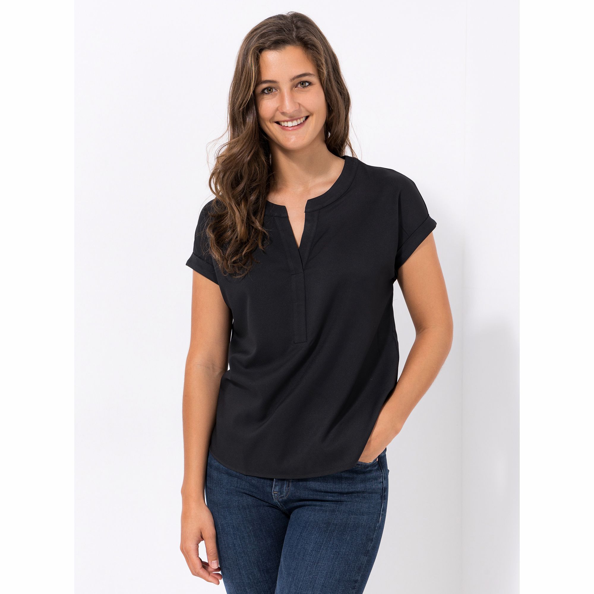 VIA MILANO Bluse überschnittene Schulter figurumspielend