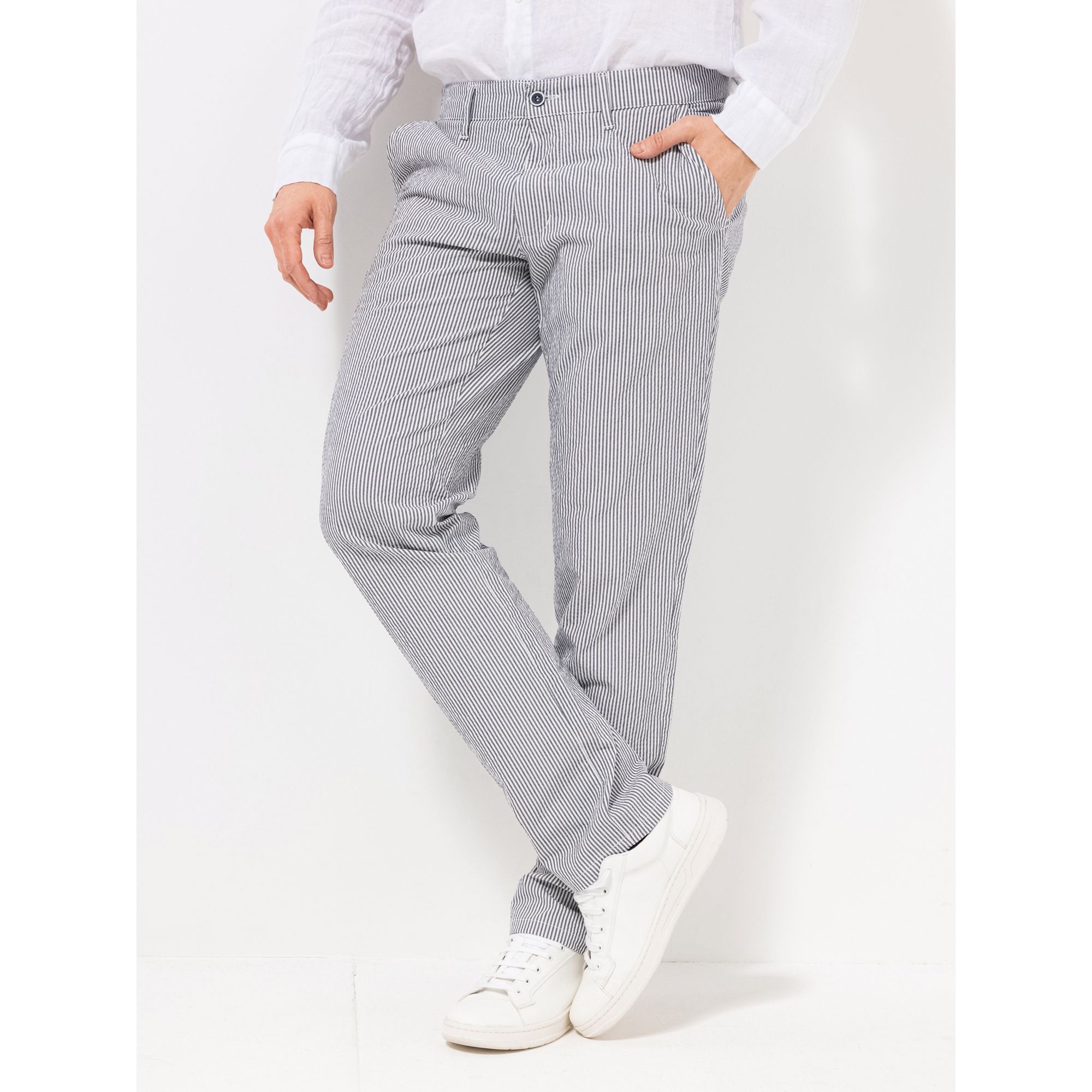 CLUB OF COMFORT® Herrenhose Garvey Chino-Style Komfortbund Seersucker
