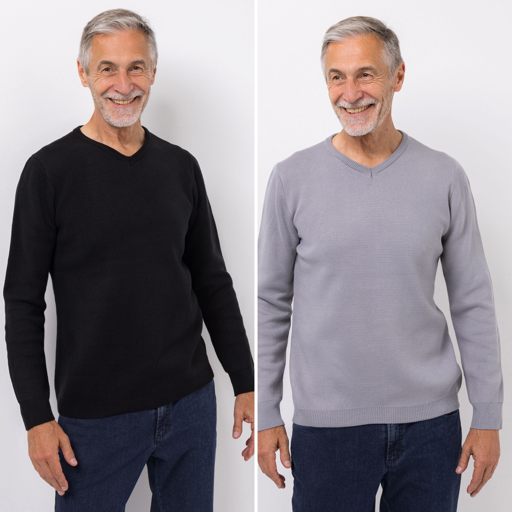 CASHMASOFT DP Herren-Pullover Rundhalsausschnitt Cashmeregriff Rippbundabschlüsse