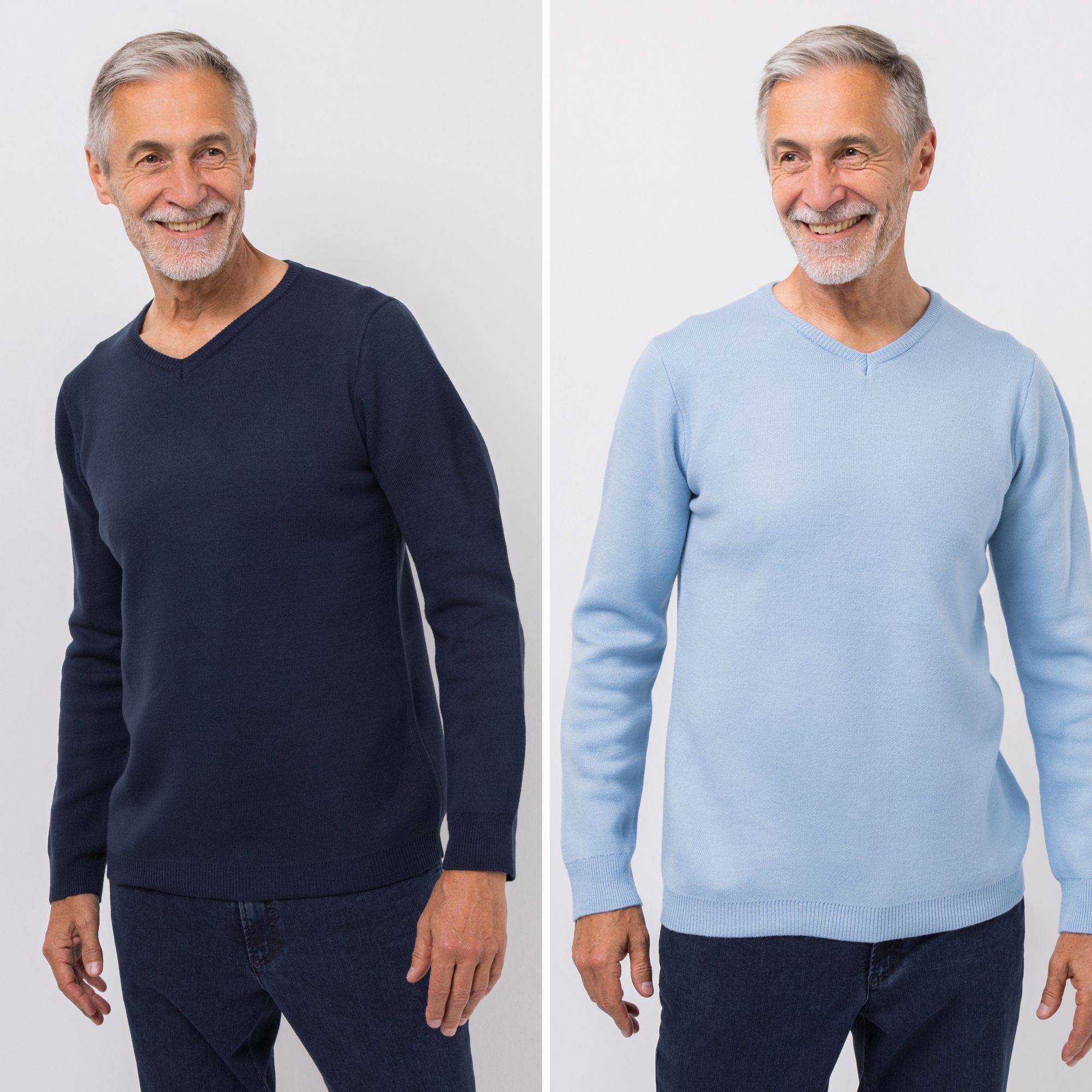 CASHMASOFT DP Herren-Pullover Rundhalsausschnitt Cashmeregriff Rippbundabschlüsse