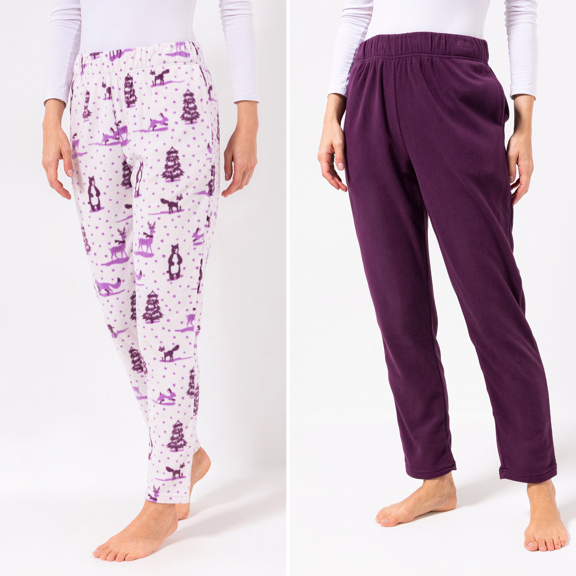 POLARSTERN HOMEWEAR 2 Hosen, 1/1-Länge Mikrofaser Fleece Rundumdehnbund 1xuni, 1x bedruckt