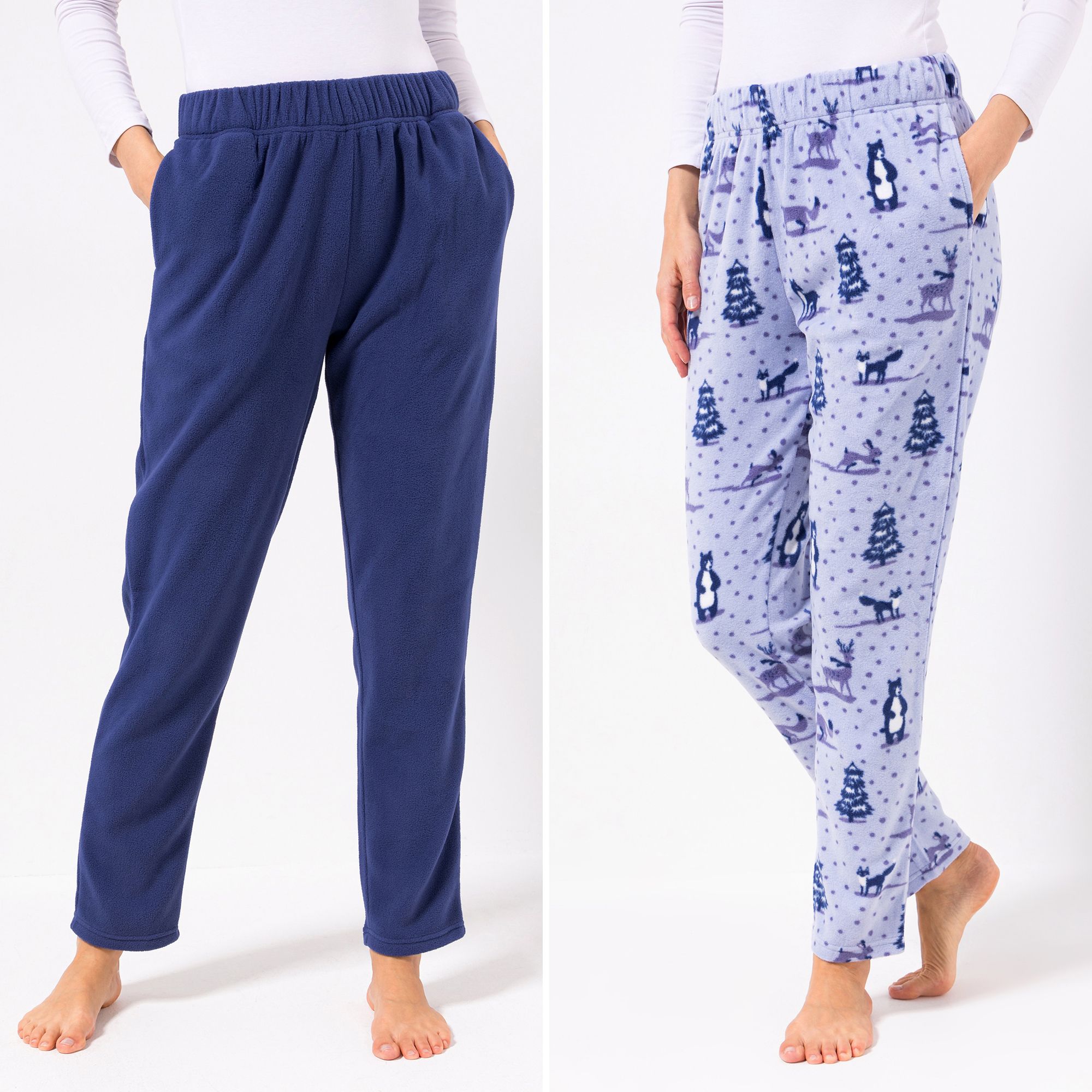 POLARSTERN HOMEWEAR 2 Hosen, 1/1-Länge Mikrofaser Fleece Rundumdehnbund 1xuni, 1x bedruckt