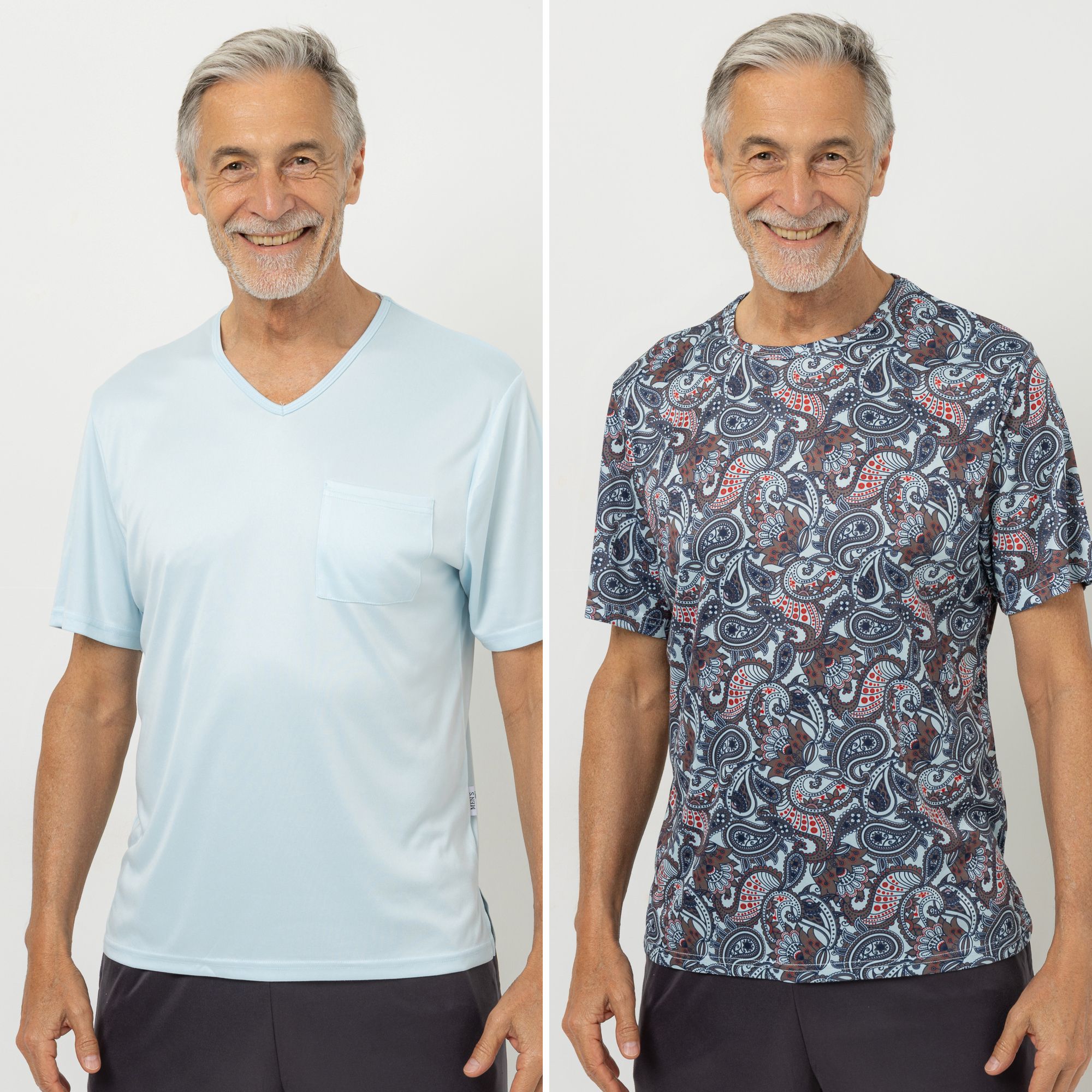 MEN'S TOUCH 2 Shirts, 1/2-Arm Seitenschlitze 1x mit Brusttasche 1x uni, 1x bedruckt