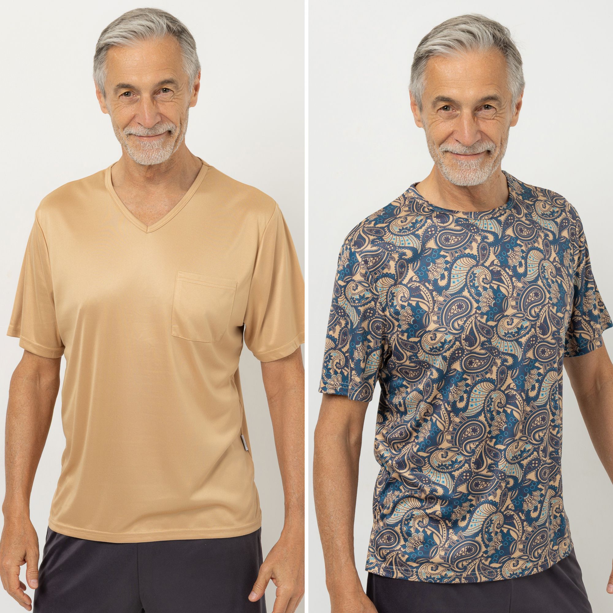 MEN'S TOUCH 2 Shirts, 1/2-Arm Seitenschlitze 1x mit Brusttasche 1x uni, 1x bedruckt