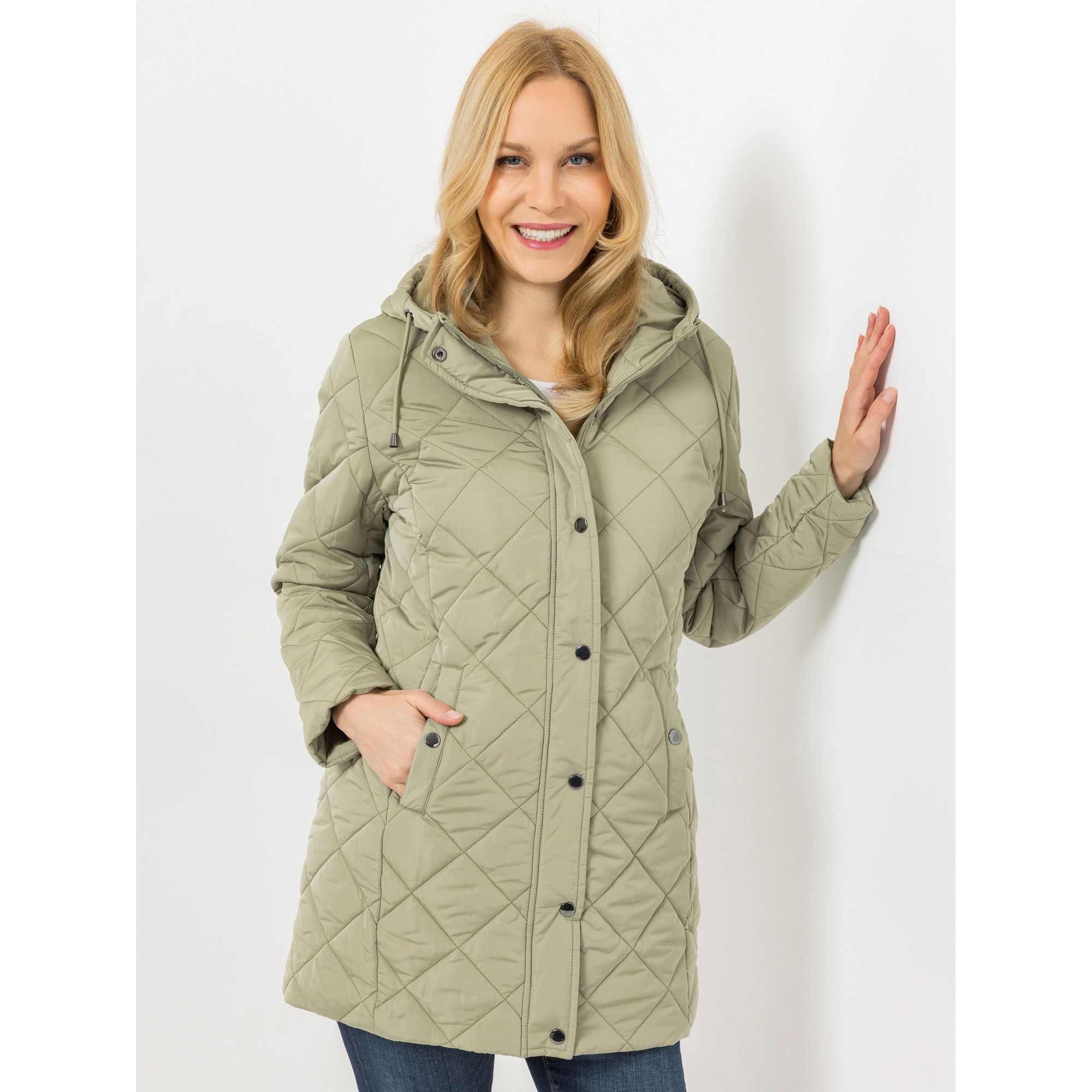 CENTIGRADE Steppjacke Diamanten-Steppung 2-Wege-Reißverschluss feste Kapuze