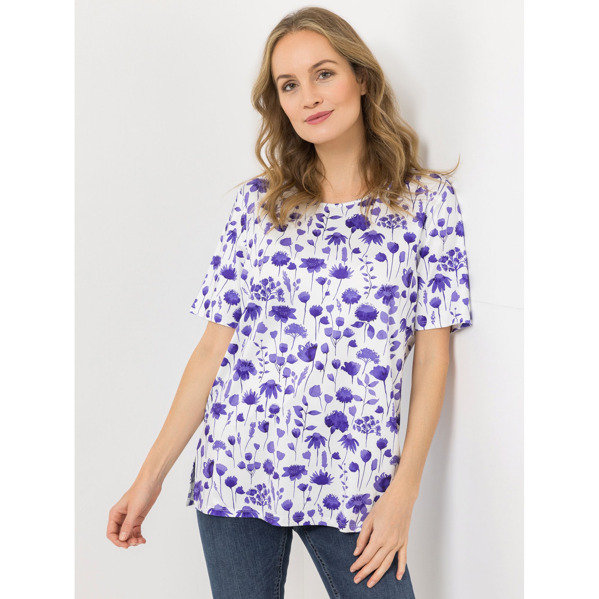 IN-PRINT Shirt 1/2-Arm Rundhalsausschnitt Blumendruck