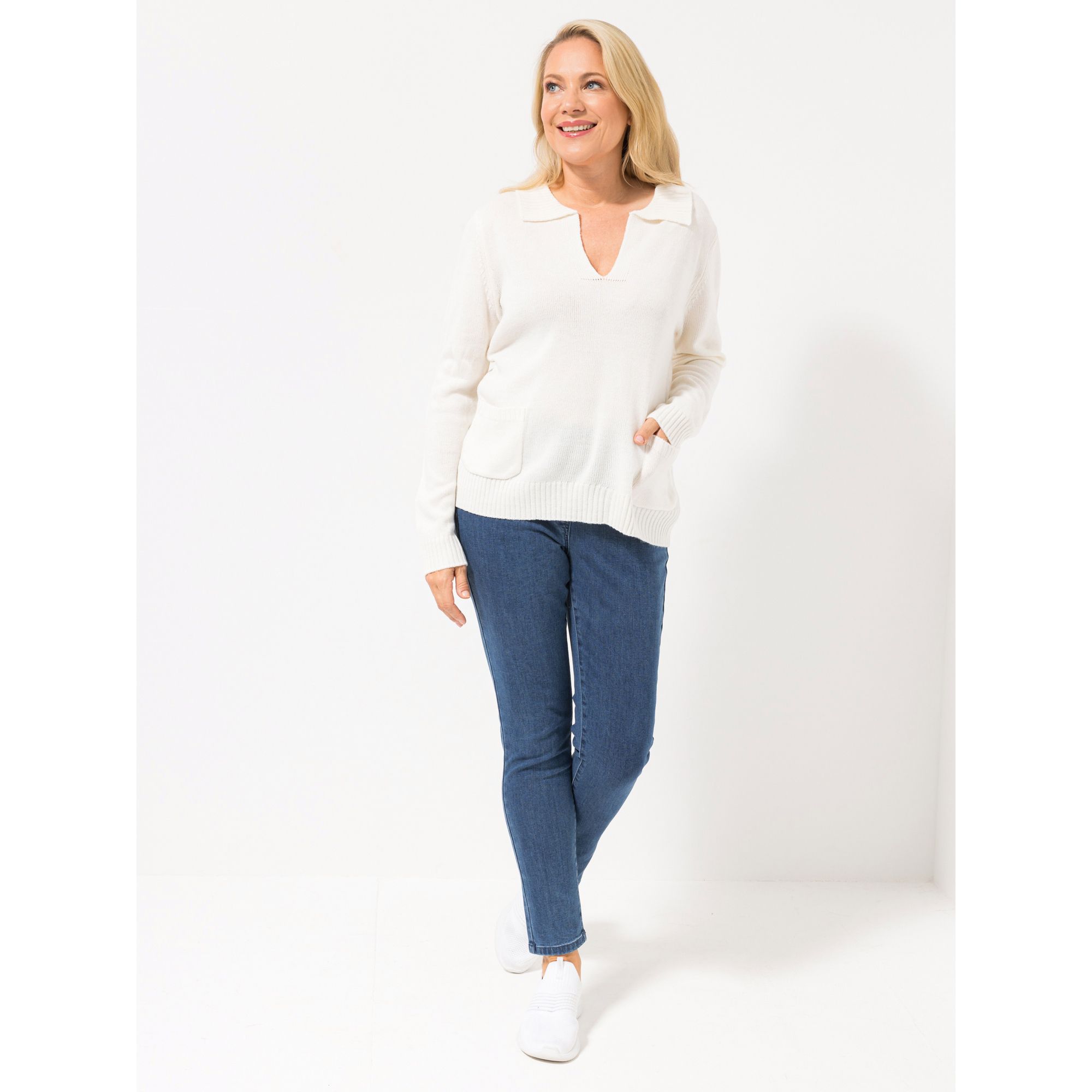 CASHMASOFT Pullover, 1/1-Arm Polokragen aufgesetzte Taschen figurumspielend