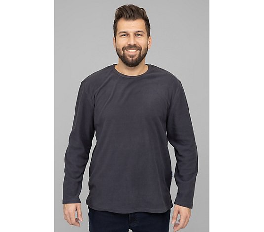 MEN'S TOUCH Shirt, 1/1-Arm Flanell Fleece Rundhalsausschnitt Schulterpassen