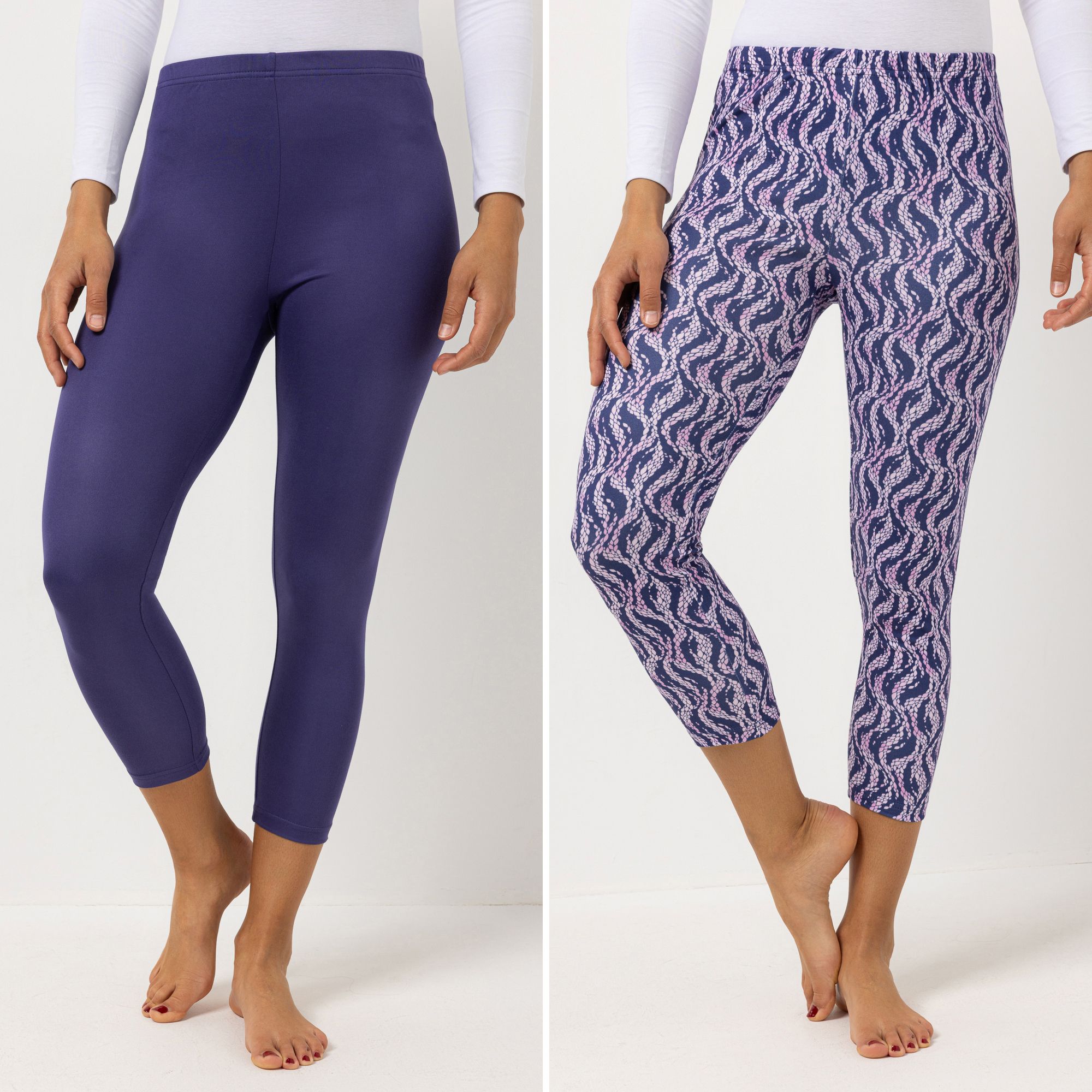 JERYMOOD HOMEWEAR 2 Leggings, 7/8-Länge Mikrofaser 1x uni 1x bedruckt