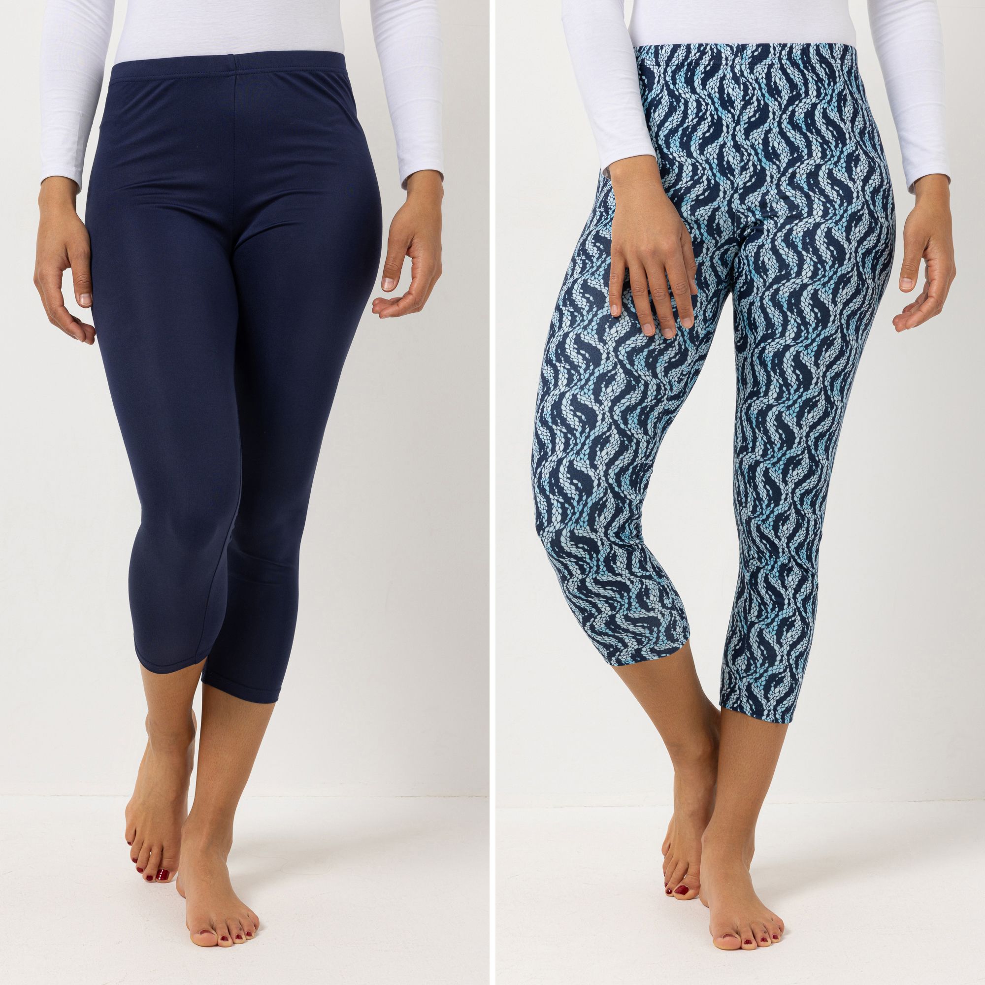 JERYMOOD HOMEWEAR 2 Leggings, 7/8-Länge Mikrofaser 1x uni 1x bedruckt