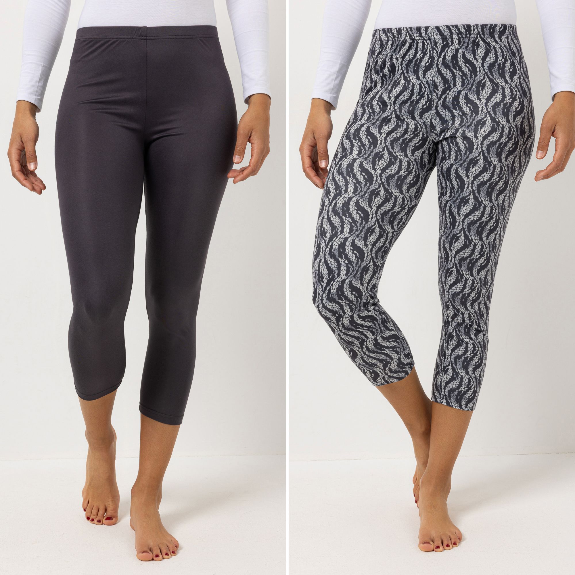 JERYMOOD HOMEWEAR 2 Leggings, 7/8-Länge Mikrofaser 1x uni 1x bedruckt