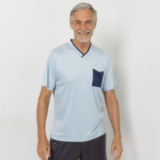 MEN'S TOUCH Shirt, 1/2-Arm aufgesetzte Tasche V-Ausschnitt Seitenschlitzen