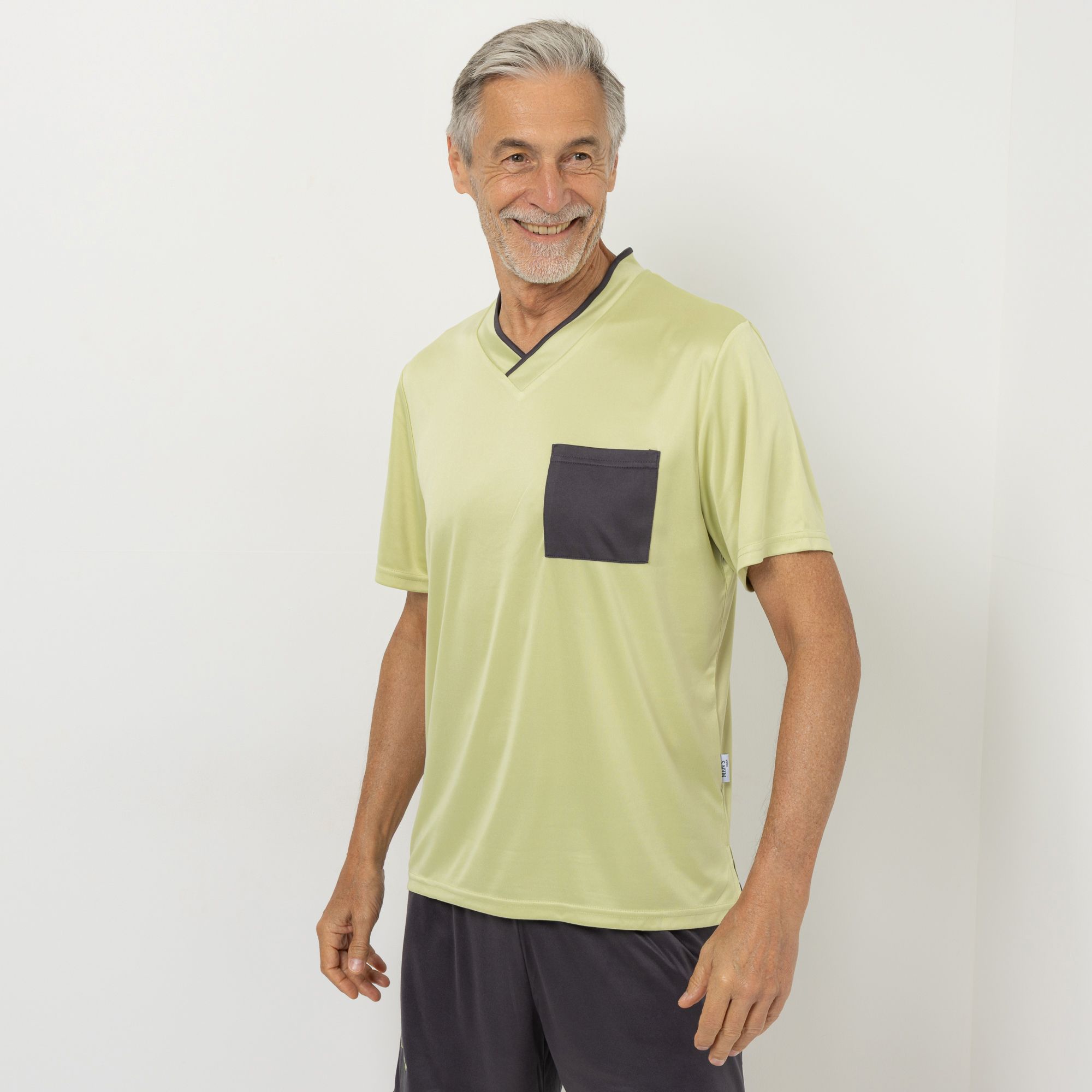 MEN'S TOUCH Shirt, 1/2-Arm aufgesetzte Tasche V-Ausschnitt Seitenschlitzen