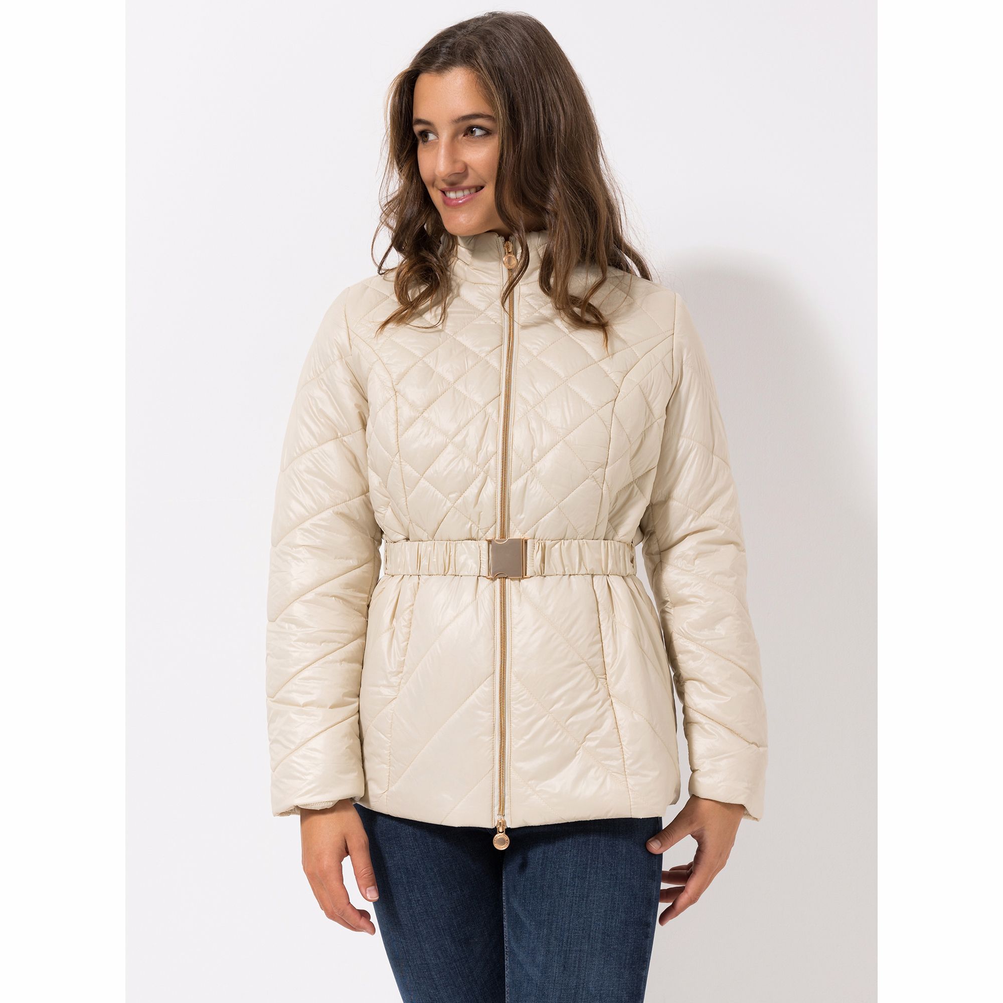 CENTIGRADE Steppjacke Gürtel Stehkragen 2-Wege-Zipper