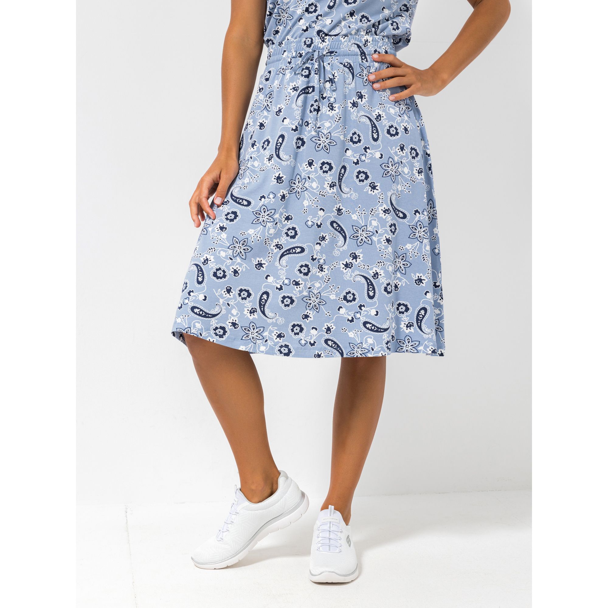 DENIM & CO. Rock, kniebedeckend Rundumdehnbund figurumspielend mit ECOVERO Viskose