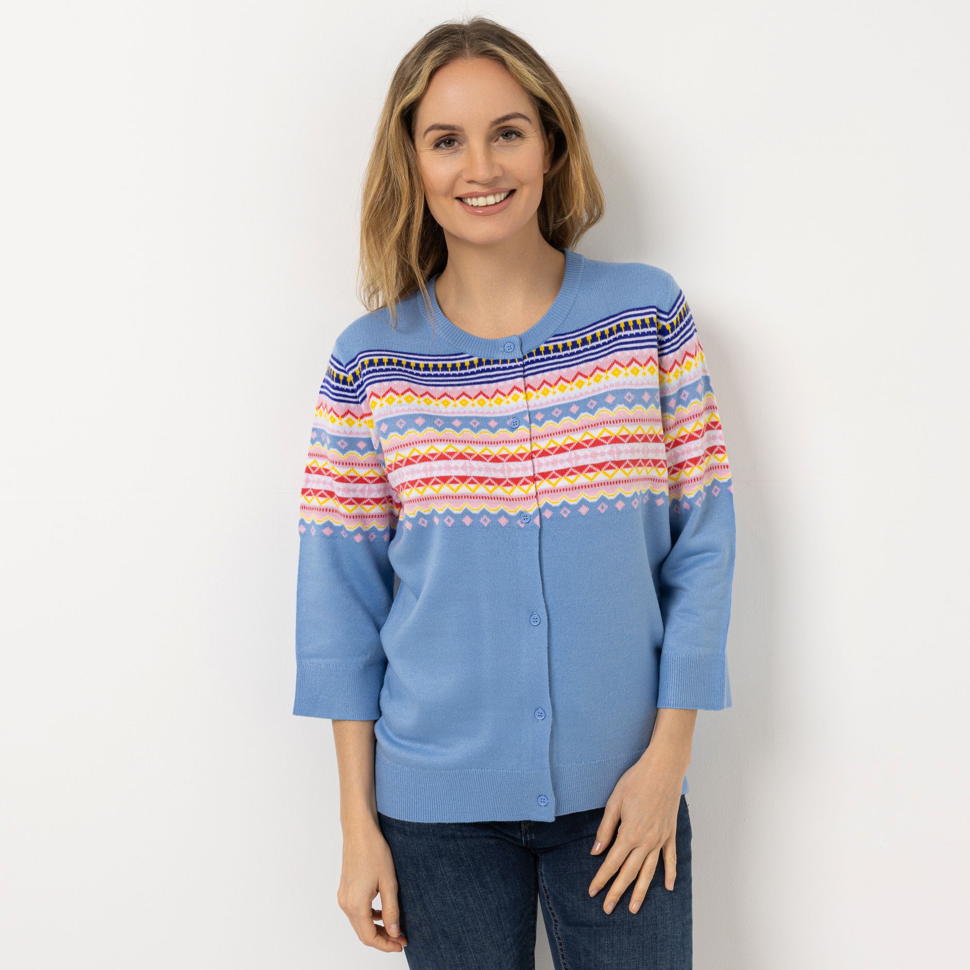 CASHMASOFT Cardigan, 3/4-Arm Knopfleiste Cashmeregriff Rippbundabschlüsse