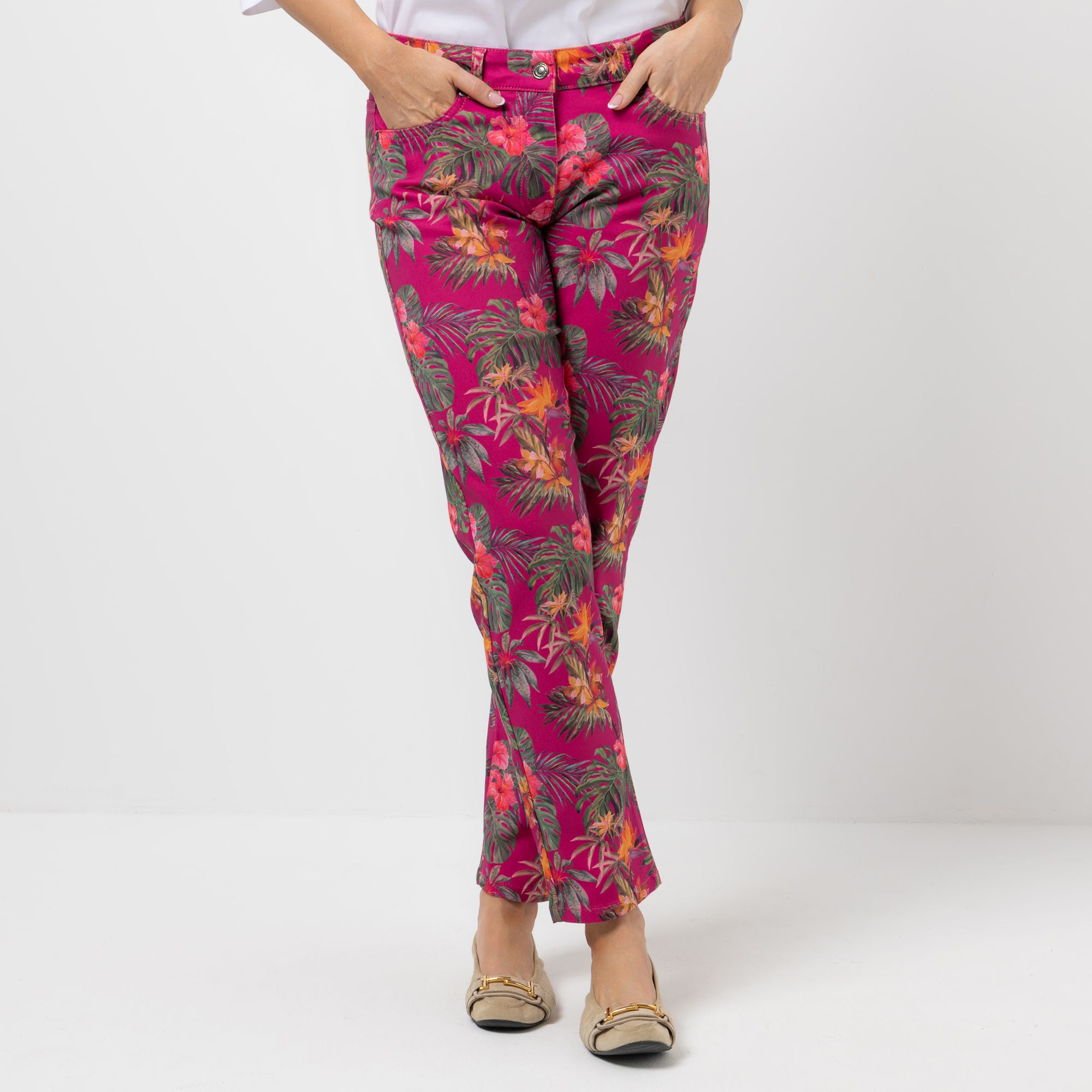 AMINATI® Hose, knöchellang 5-Pocket-Style Logo-Details Allover-Druck