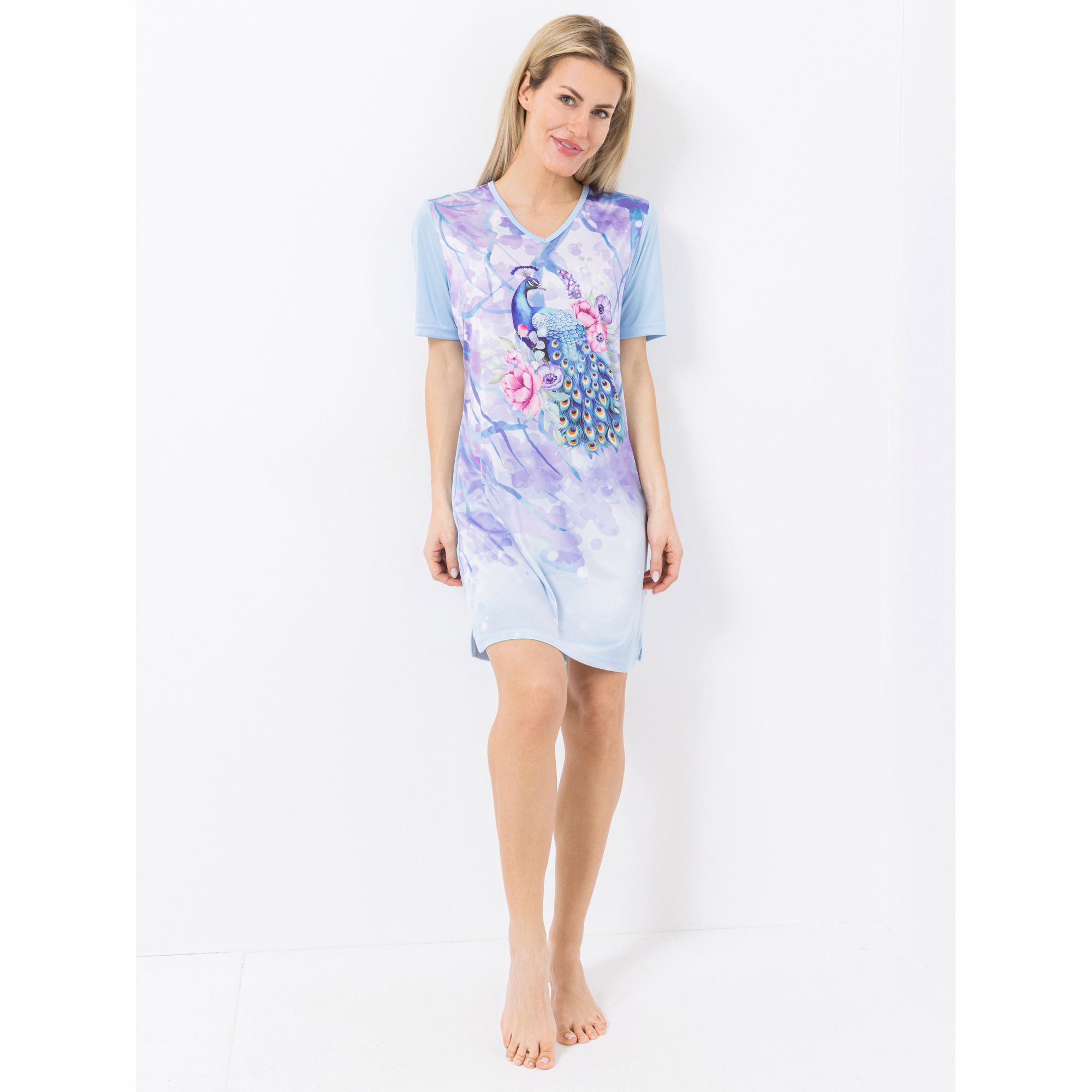 LITTLE ROSE Bigshirt, 1/2-Arm Mikrofaser V-Ausschnitt Allover-Print